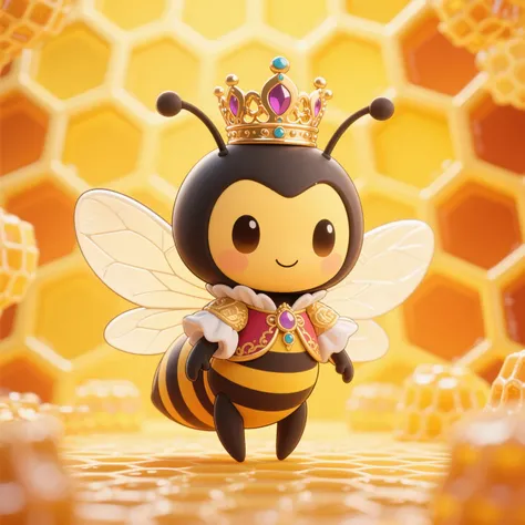 cute chibi anthropomorphized queen bee, anime style