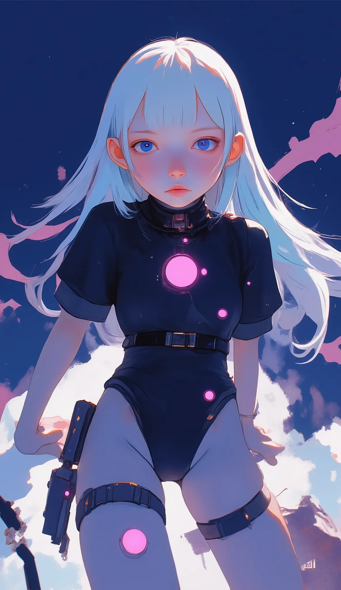 Anime girl posing with blue hair and white and black costume, ayanami, Perfect Android Girl , Anime Space Student Girl Portrait, King Ayanami, Beautiful female android!, Krenz Kuschardt, Perfect Anime Cyborg Woman , cute cyborg girl, Organic Anime Robot M...