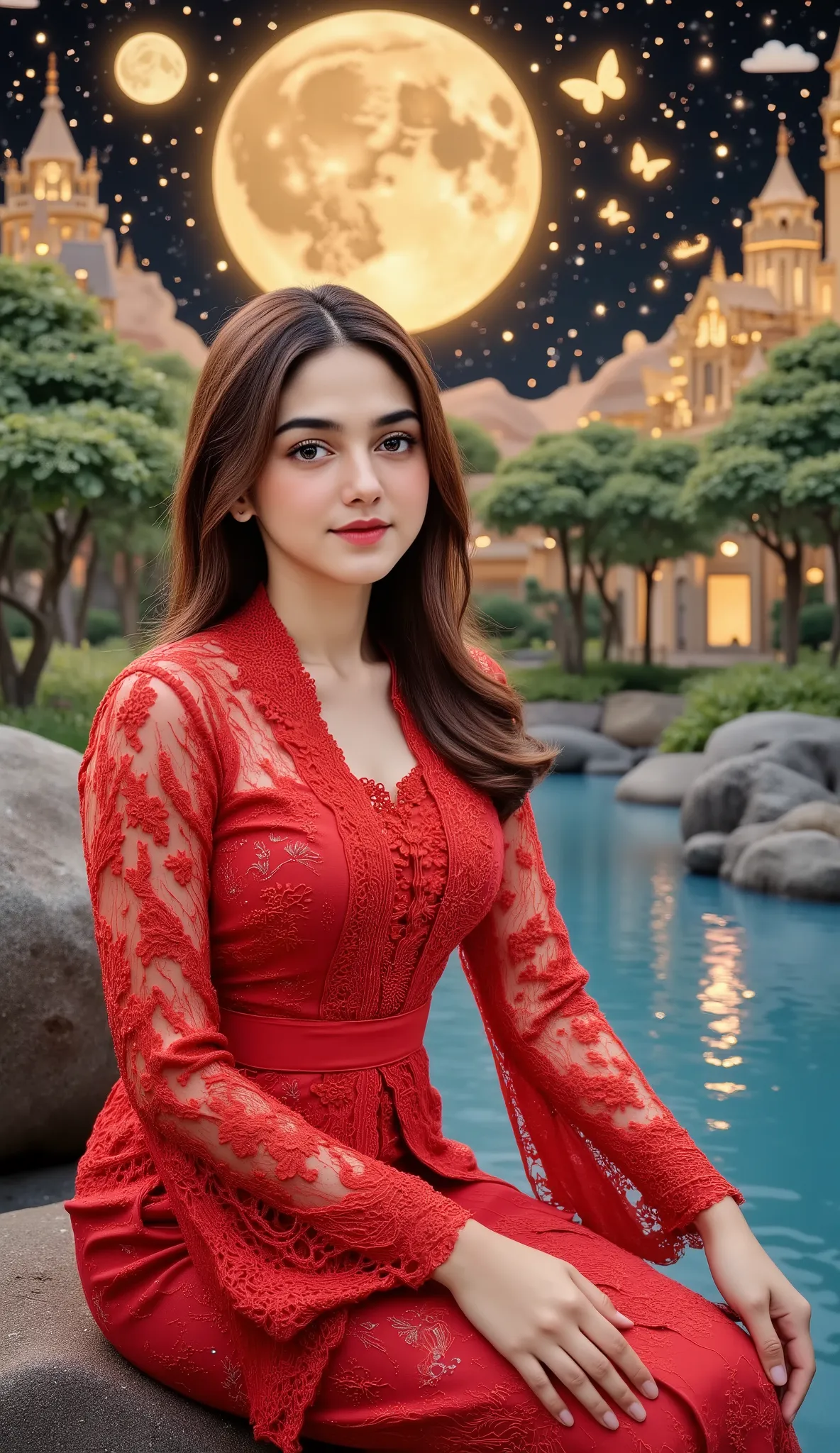 wearing red kebaya, (RAW photo, best quality), (realistic, photo-realistic:1.4), masterpiece, an extremely delicate and beautiful, extremely detailed, 2k wallpaper, Amazing, finely detail, extremely detailed CG unity 8k wallpaper, ultra-detailed, high reso...