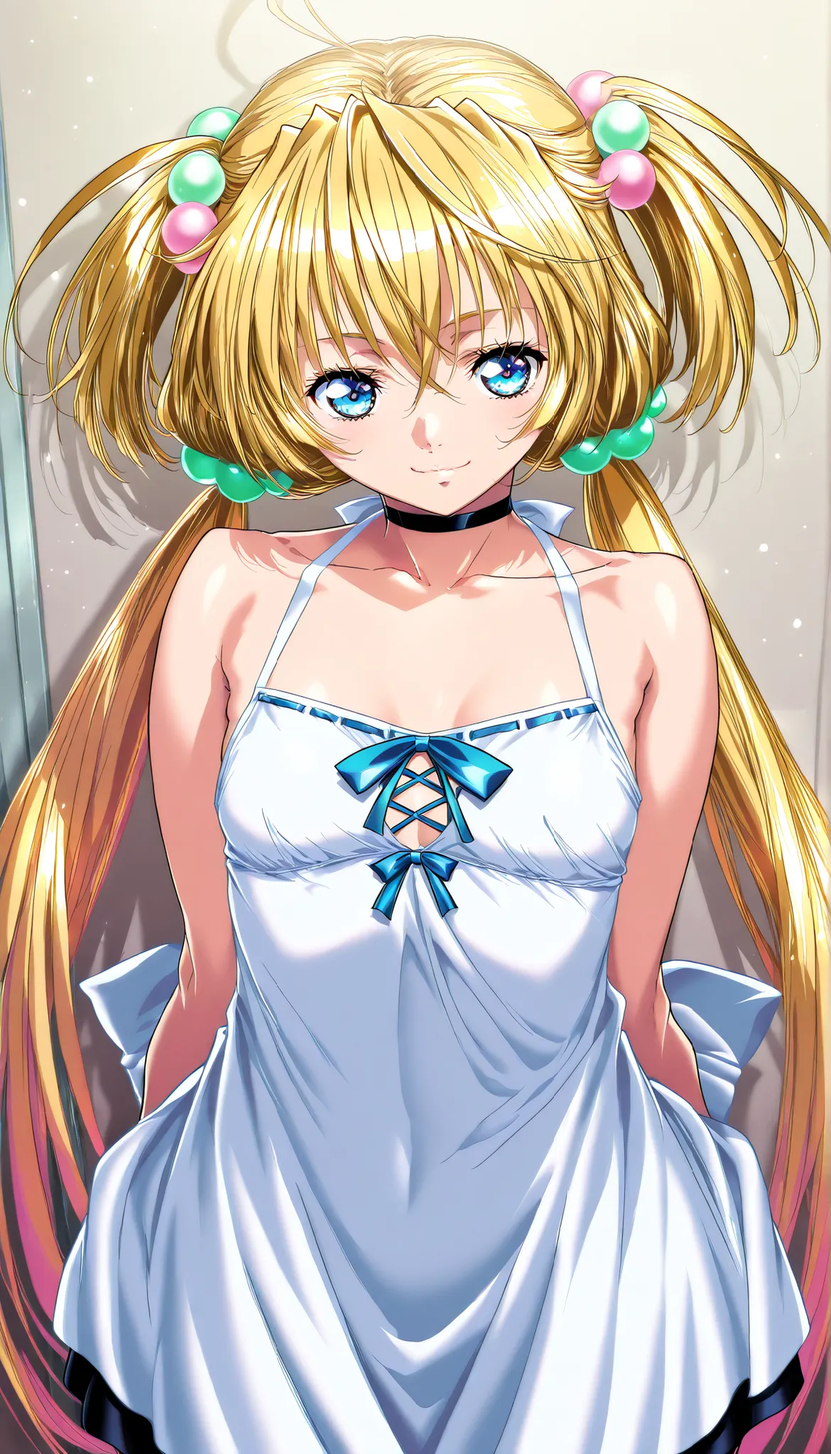 masterpiece, Highest Quality, newest, high definition, 1 girl on break day, Yokota Mamoru Style,motion line floating on impact,very straight nose, slim,thin face,perfect nose,staring at the viewer,charming smile、face up、Tsukiumi (Sekirei) Wagtail paintin...