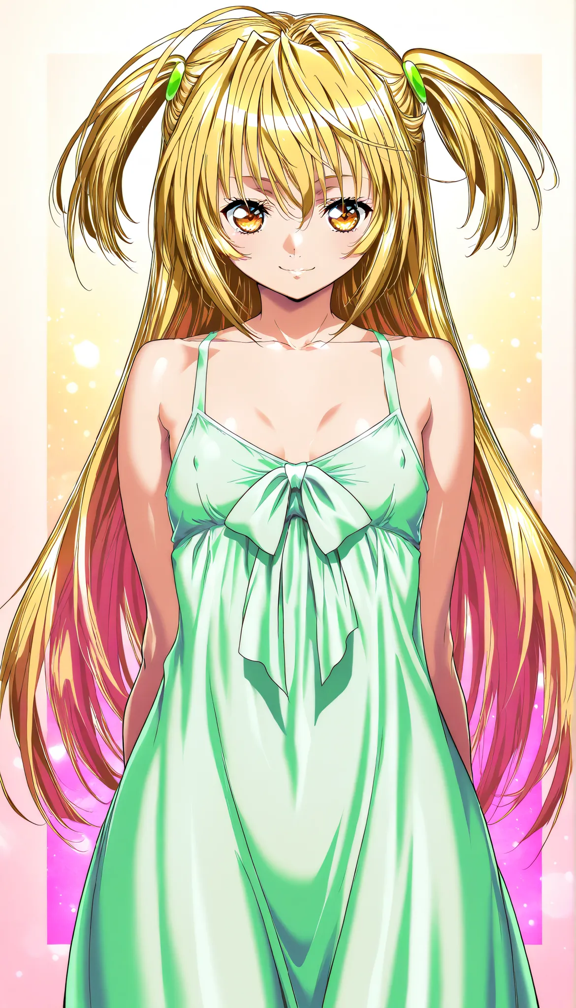 masterpiece, Highest Quality, newest, high definition, 1 girl on break day, Yokota Mamoru Style,motion line floating on impact,very straight nose, slim,thin face,perfect nose,staring at the viewer,charming smile、face up、Tsukiumi (Sekirei) Wagtail paintin...