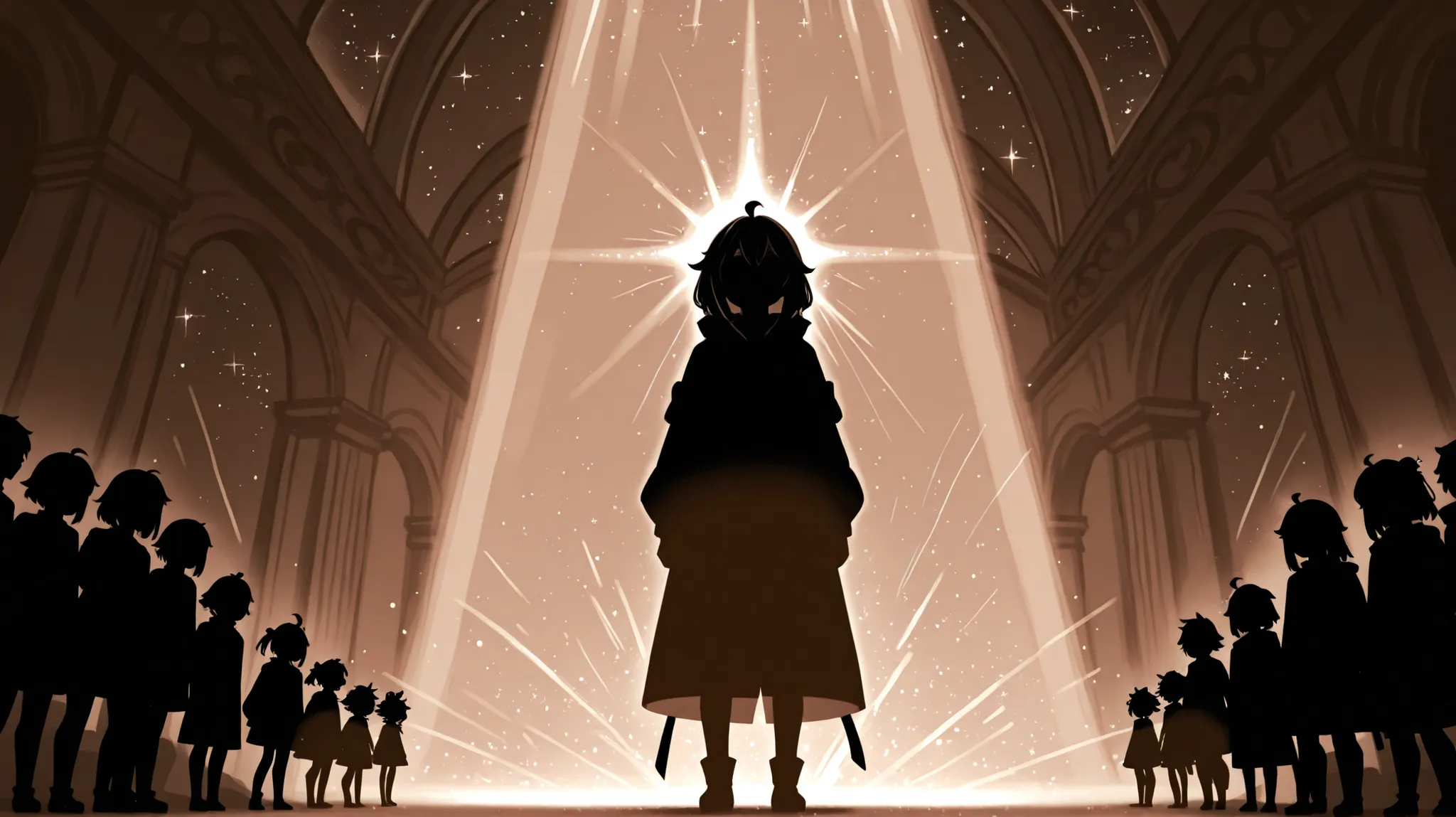 (( glitter))、Glowing picture 、 One person girl,black silhouette, galaxy silhouettes ,The inside of the silhouette shines, Imaginary,grow up, lots of big blue butterflies々 ,sepia,Unity, Light Shines , can be seen from a distance