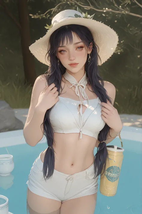 Change to a full-body photo of a woman，G cup，Perfect Details，has exquisite facial features， Clothes are exquisite ， Game Character Design ，3D Rendering
