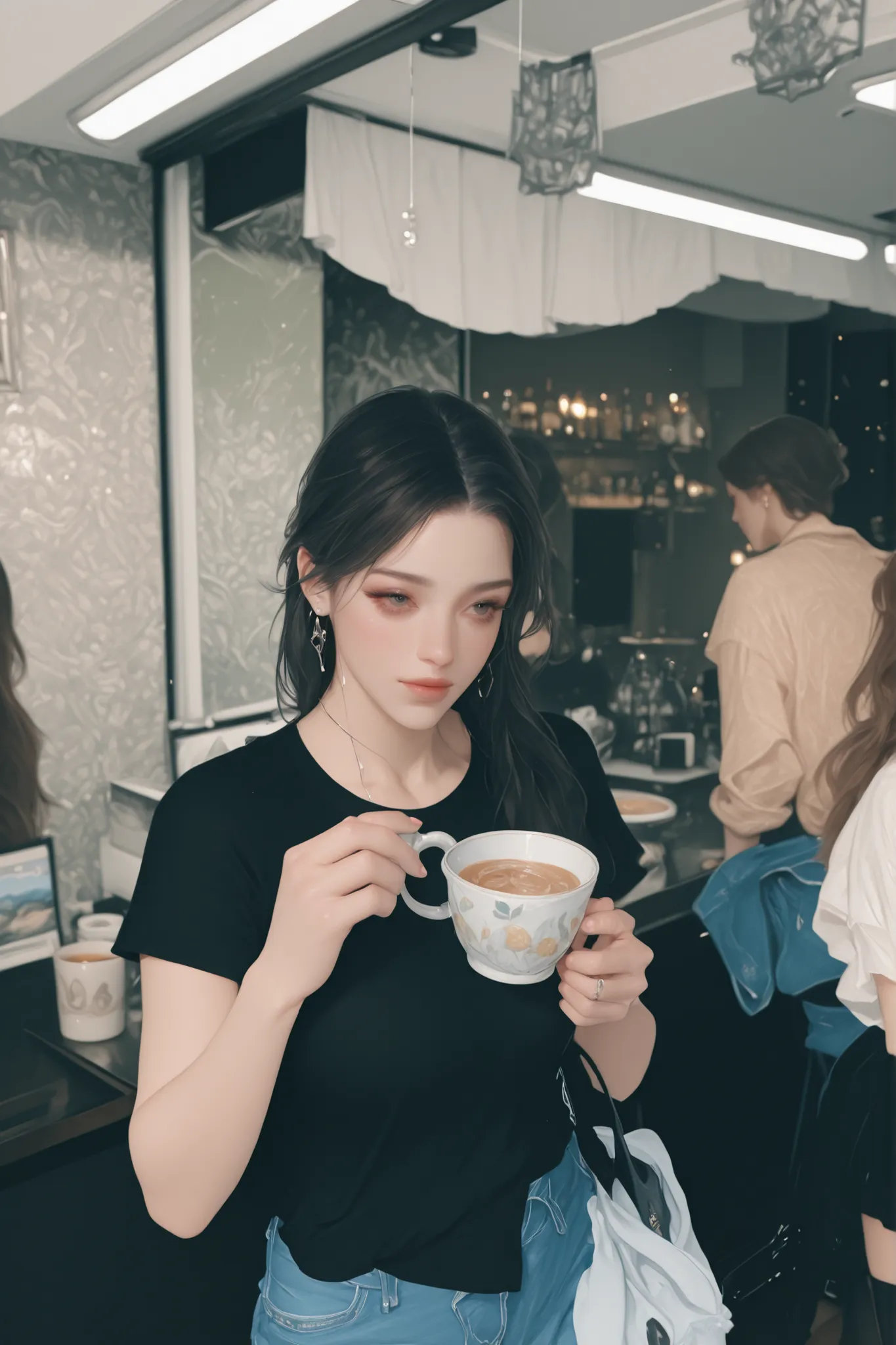 Change to a full-body photo of a woman,G cup,Perfect Details,has exquisite facial features, Clothes are exquisite , Game Character Design ,3D Rendering