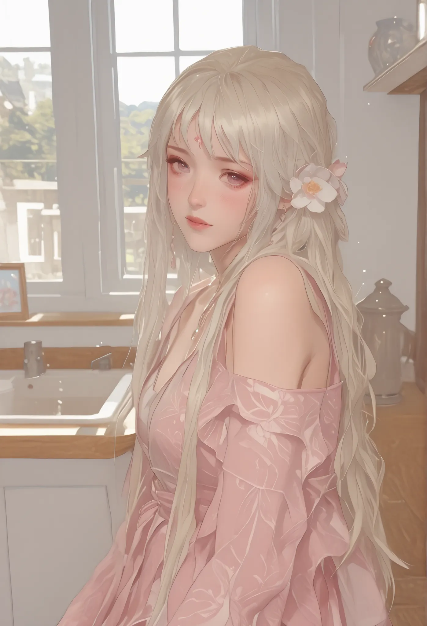 Change to a full-body photo of a woman,G cup,Perfect Details,has exquisite facial features, Clothes are exquisite , Game Character Design ,3D Rendering