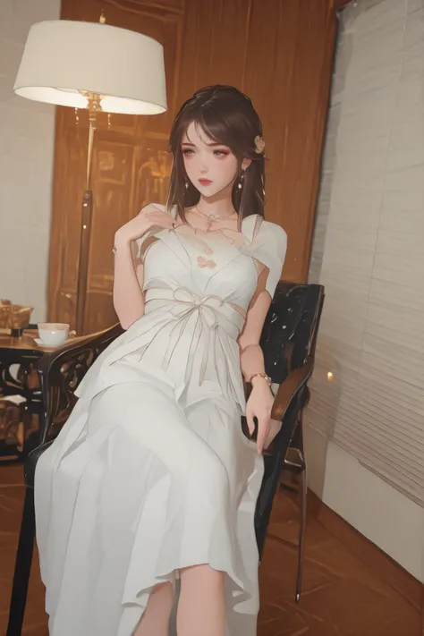 Change to a full-body photo of a woman，G cup，Perfect Details，has exquisite facial features， Clothes are exquisite ， Game Character Design ，3D Rendering