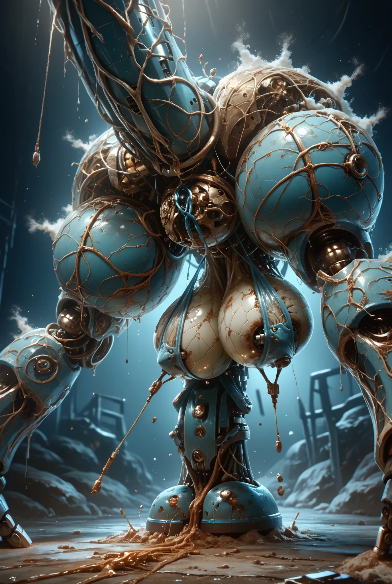 A robot that lands, intricate machine,