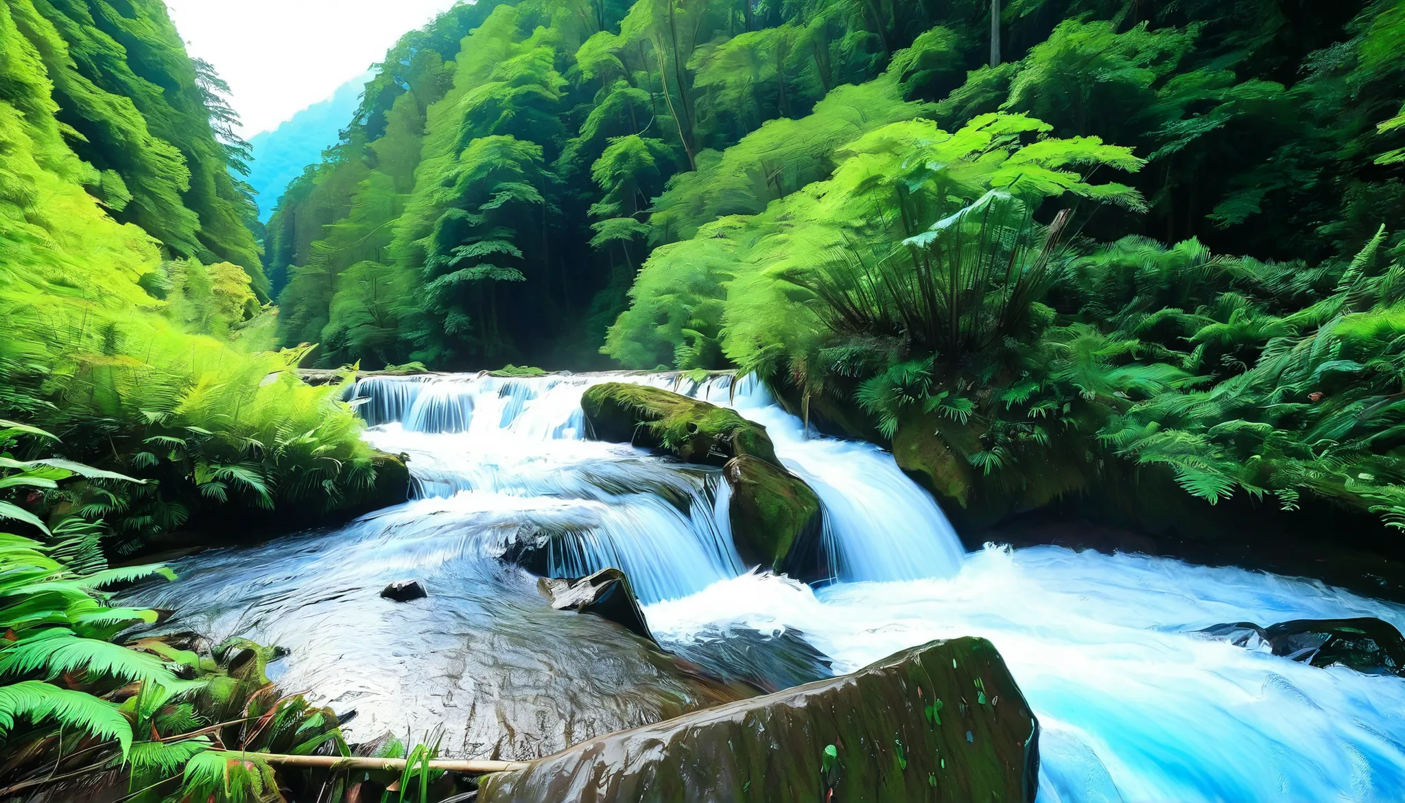 Clear Stream,Big waterfall