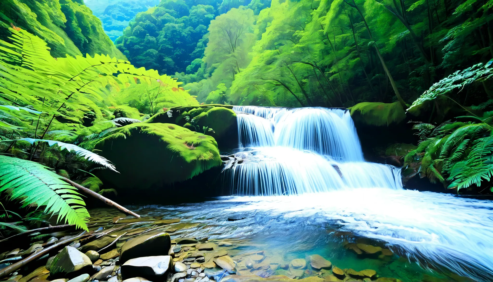 Clear Stream,Big waterfall