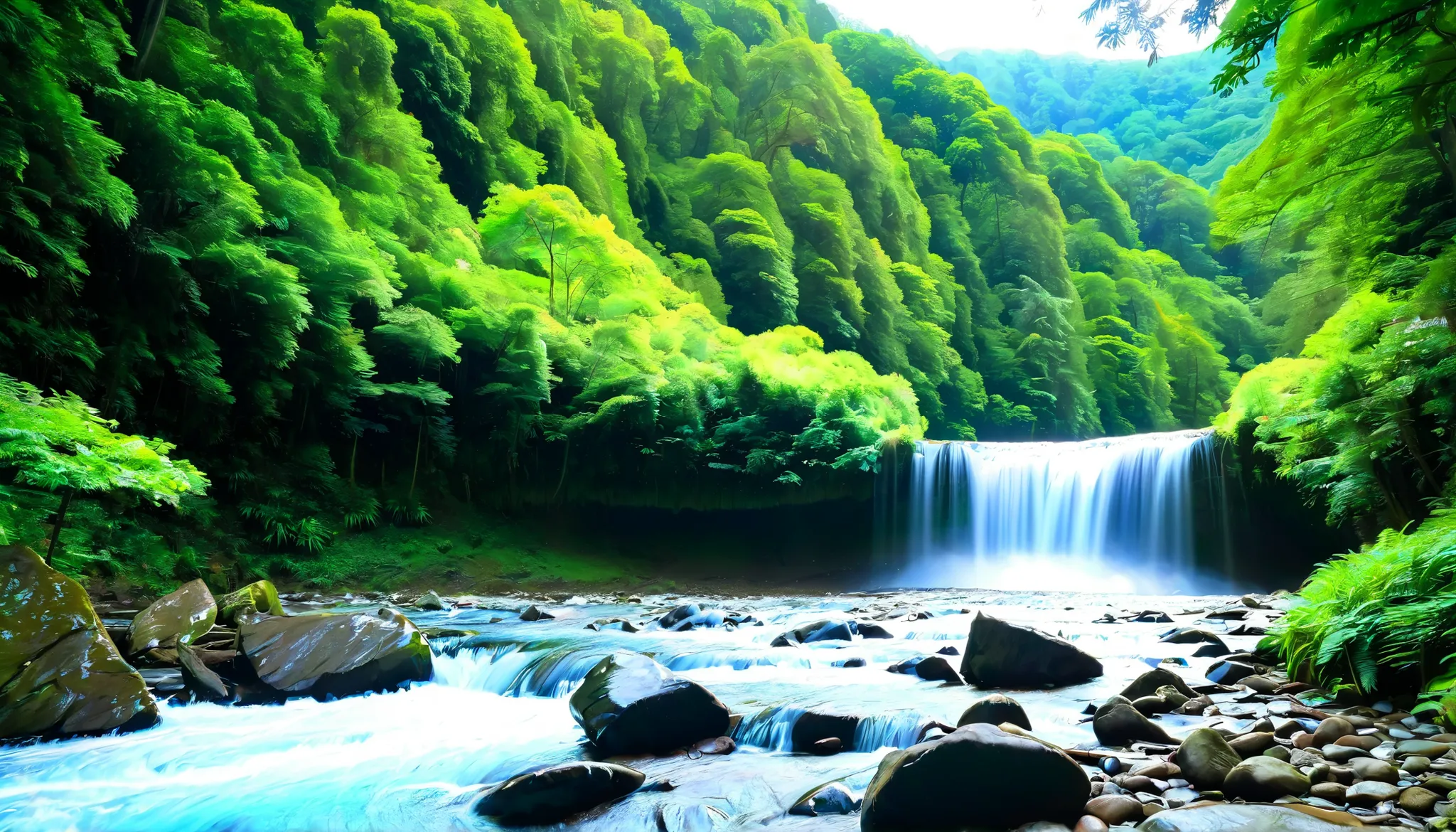 Clear Stream,Big waterfall