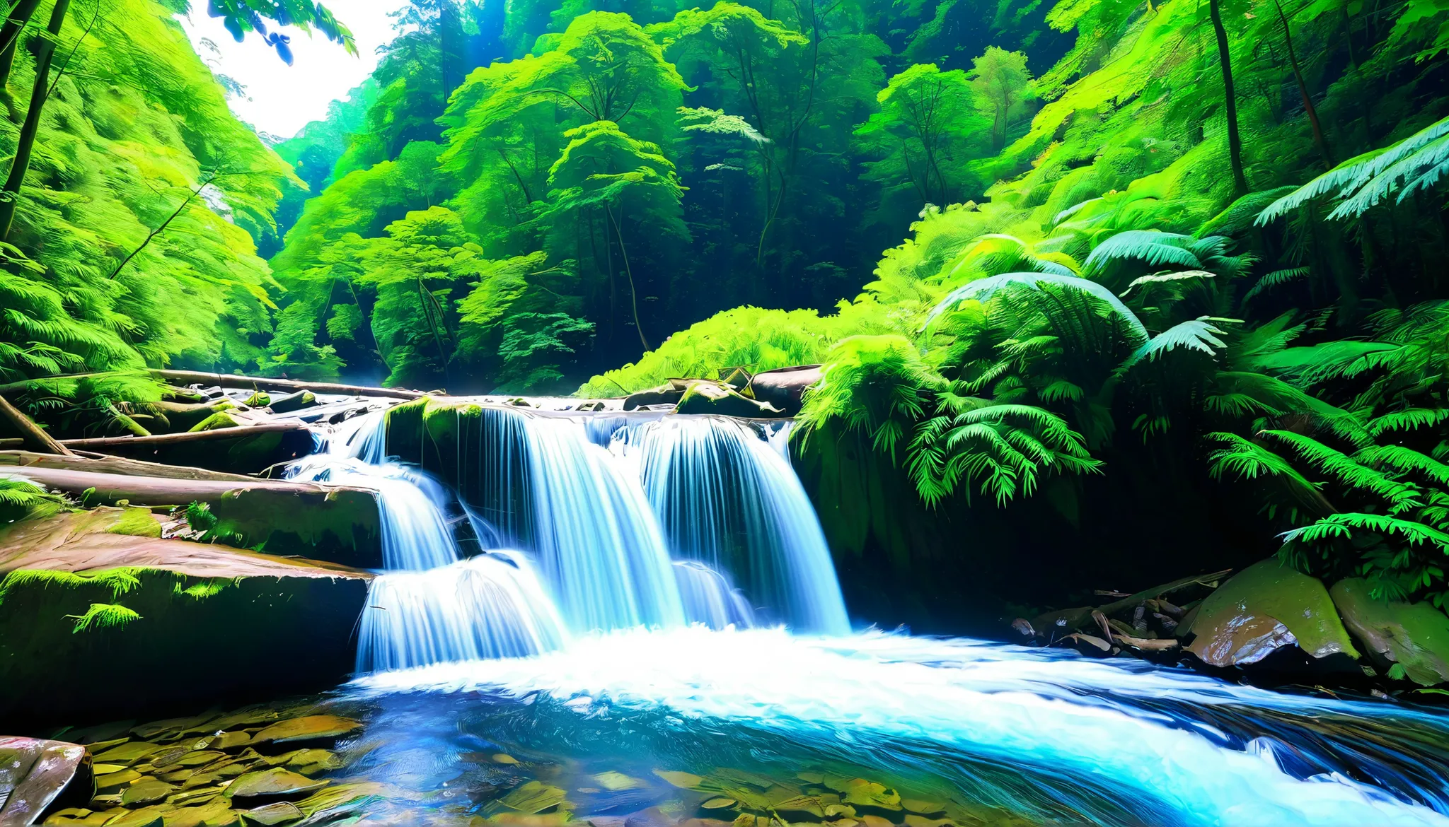 Clear Stream,Big waterfall