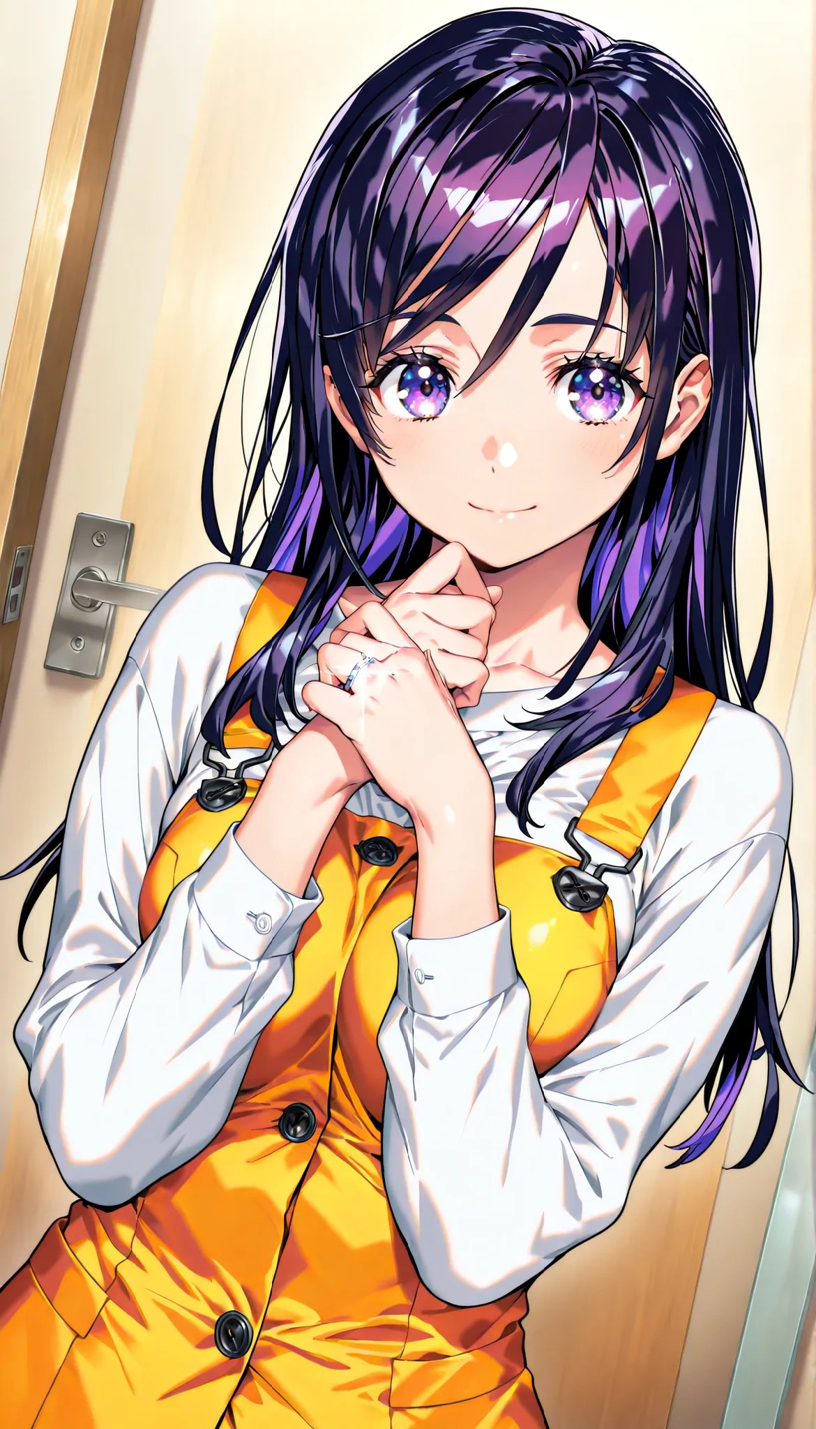 masterpiece, Highest Quality, newest, high definition,  1 girl on break day, Yokota Mamoru Style,motion line floating on impact,very straight nose，  slim,thin face,perfect nose,staring at the viewer,charming smile、顔up、score_9, score_8_up, score_7_up, game ...