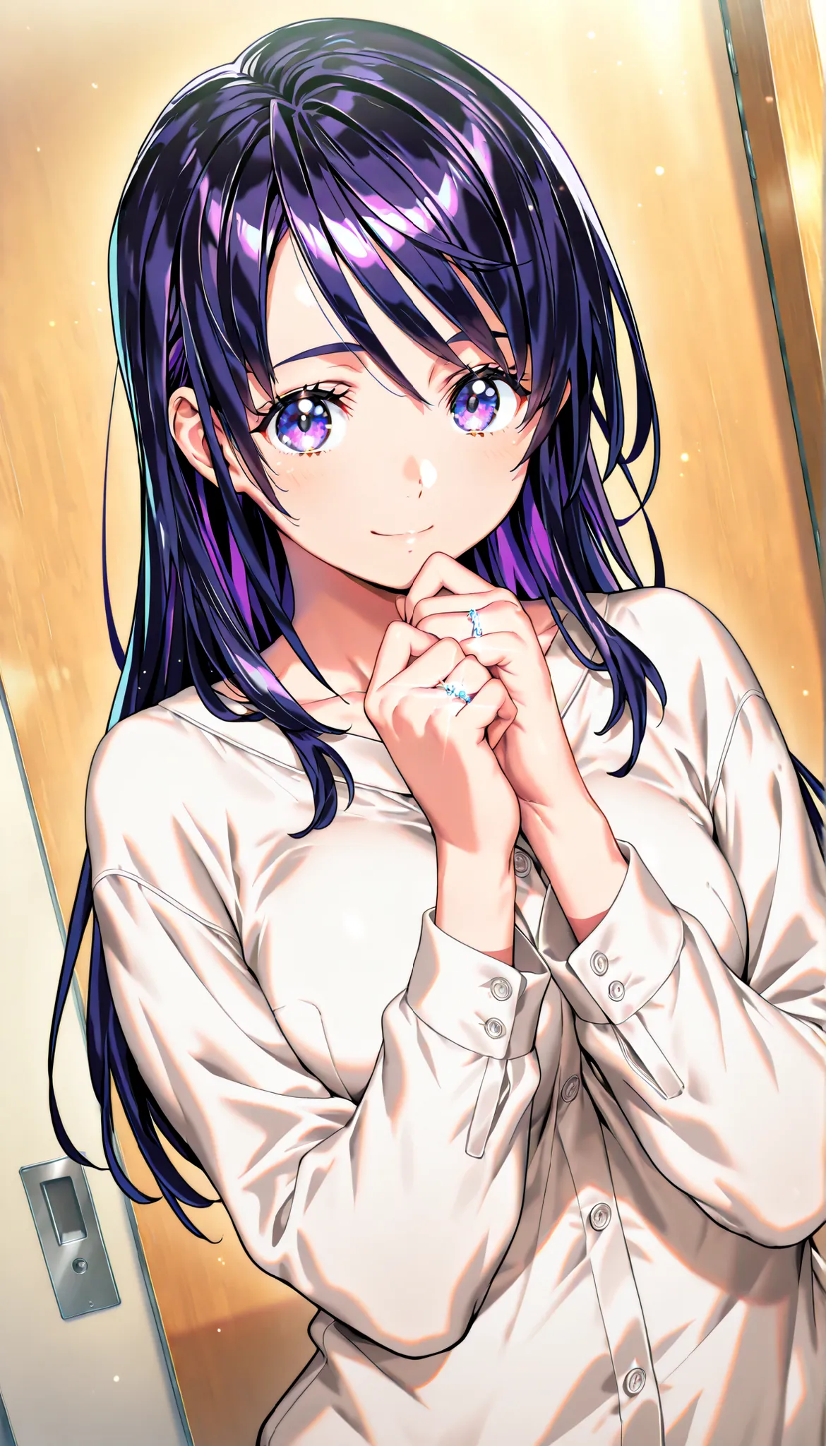 masterpiece, Highest Quality, newest, high definition, 1 girl on break day, Yokota Mamoru Style,motion line floating on impact,very straight nose, slim,thin face,perfect nose,staring at the viewer,charming smile、顔up、score_9, score_8_up, score_7_up, game ...