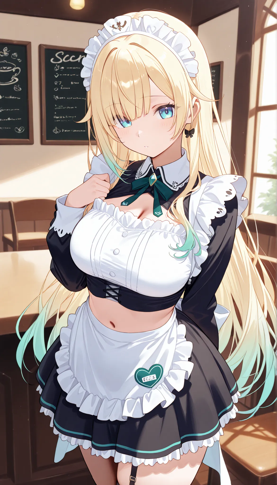 masterpiece, score_9, score_8_up, score_7_up, anime, pinup, masterpiece, full twinkle, perfect face, best quality, high resolution, 1 girl, aizawa ema, 1girl, virtual youtuber, blonde hair, aqua hair, gradient hair, long hair, very long hair, blunt bangs, ...