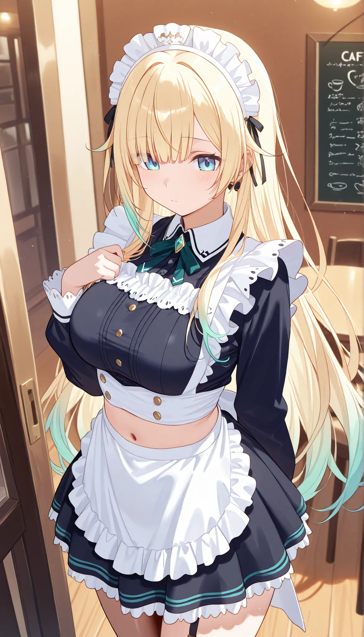 masterpiece, score_9, score_8_up, score_7_up, anime, pinup, masterpiece, full twinkle, perfect face, best quality, high resolution, 1 girl, aizawa ema, 1girl, virtual youtuber, blonde hair, aqua hair, gradient hair, long hair, very long hair, blunt bangs, ...