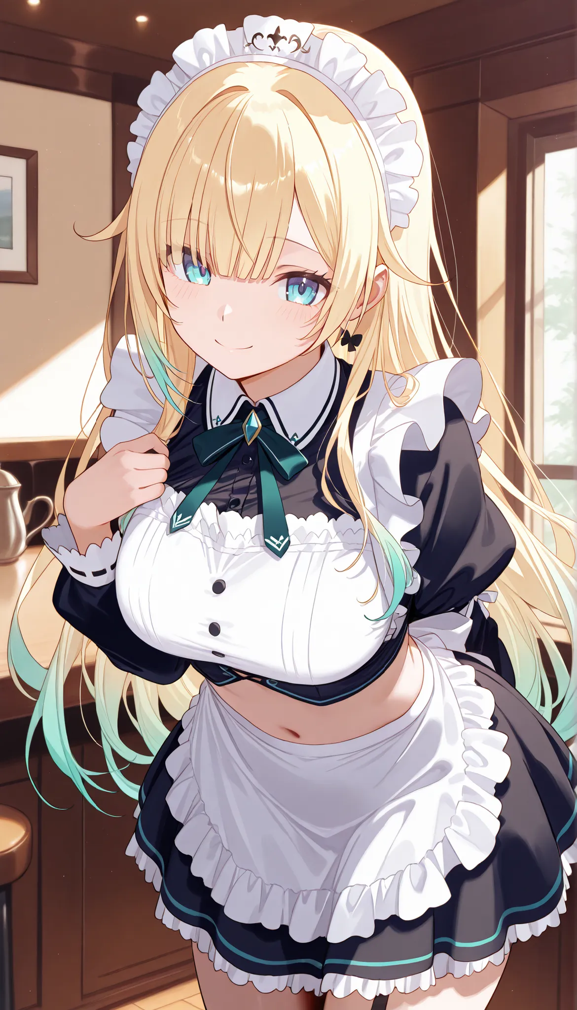 masterpiece, score_9, score_8_up, score_7_up, anime, pinup, masterpiece, full twinkle, perfect face, best quality, high resolution, 1 girl, aizawa ema, 1girl, virtual youtuber, blonde hair, aqua hair, gradient hair, long hair, very long hair, blunt bangs, ...