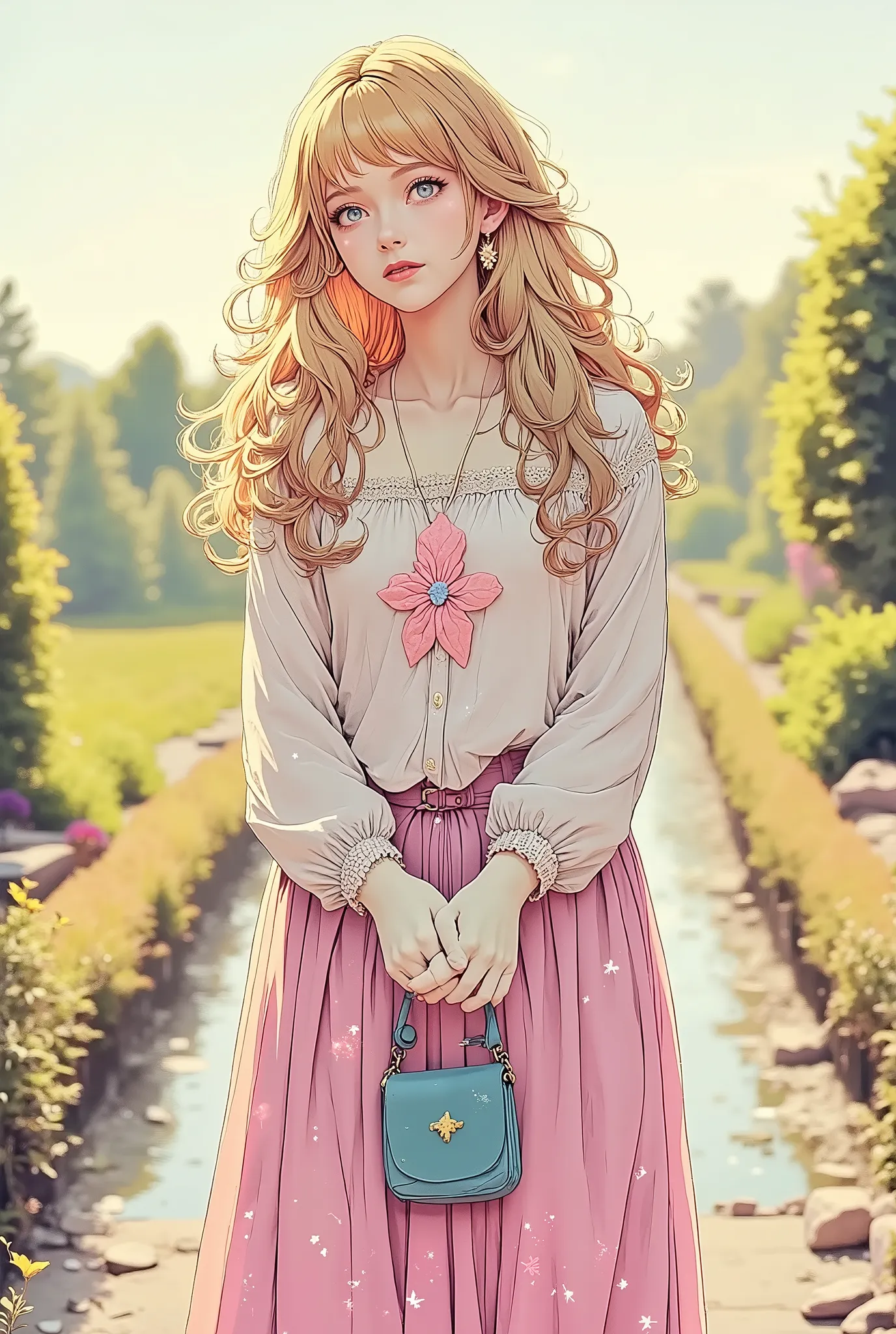 Collage Image 、Psychedelic、Highest Quality, masterpiece,high accuracy,ultra high definition, ((Full body view of a beautiful girl )) 、Gundam style, Surreal Composition、negative , crooked, weird, Fun random hair colors、Delicate details that accentuate beau...