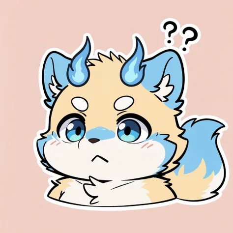 portrait, solo, male, blue ear,overweight, young, fur, tail,chibi, close-up, botailang,chibi, :<,?
