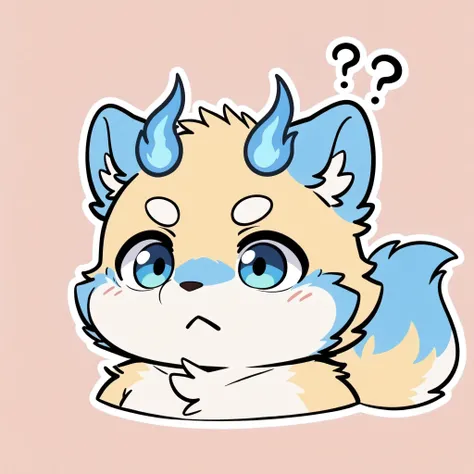 portrait, solo, male, blue ear,overweight, young, fur, tail,chibi, close-up, botailang,chibi, :<,?