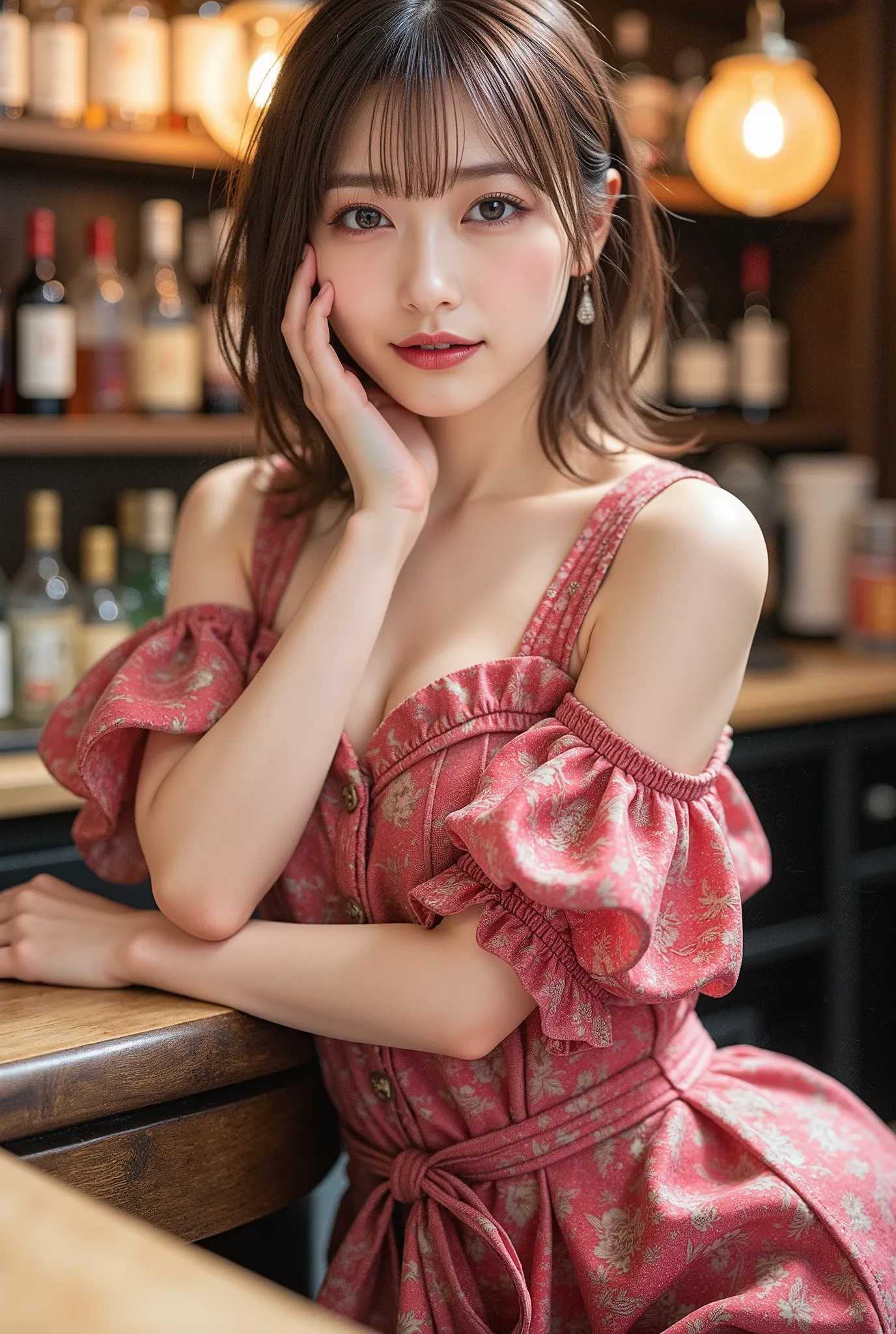 (Highest Quality、8k、best image quality、超A high resolution:1.5, (photorealistic:1.4),masterpiece:1.2,(top-quality:1.4)、Raw photo)、Women working at night bars、bunny girl、(highlight your body line:1.1)、Portrait of a beautiful classy woman、most elegant and co...