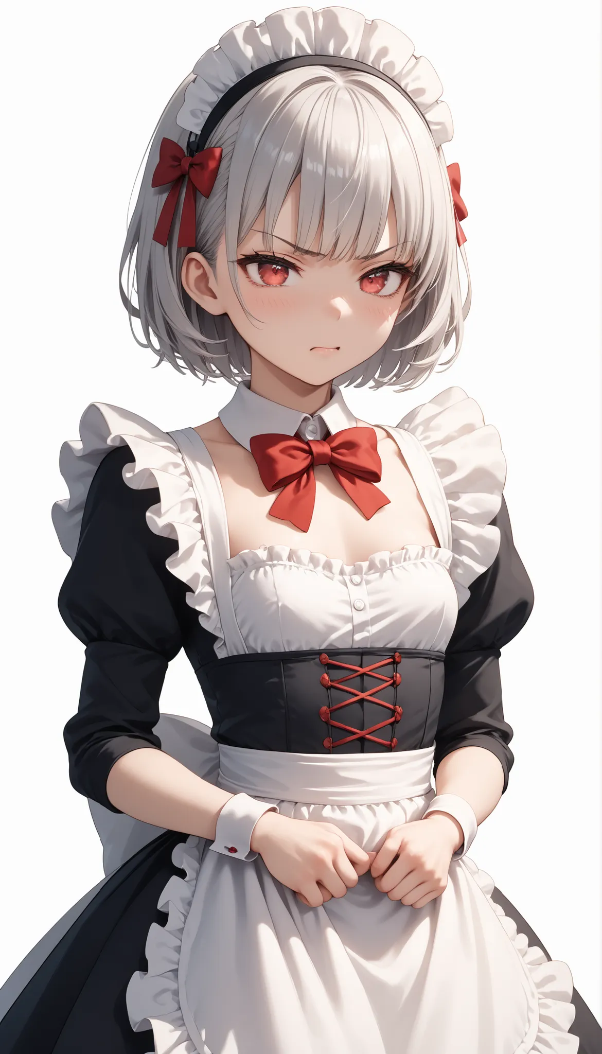 (((White background))) 1 girl, A silver-haired girl (Short hair), rathing_explicit , sexy, ,score_9, score_8_up, score_7_up, (detailed anatomical features, anime style:1.2), (best quality,4k,8k,highres,masterpiece:1.2),ultra-detailed, soft colors, glowing...