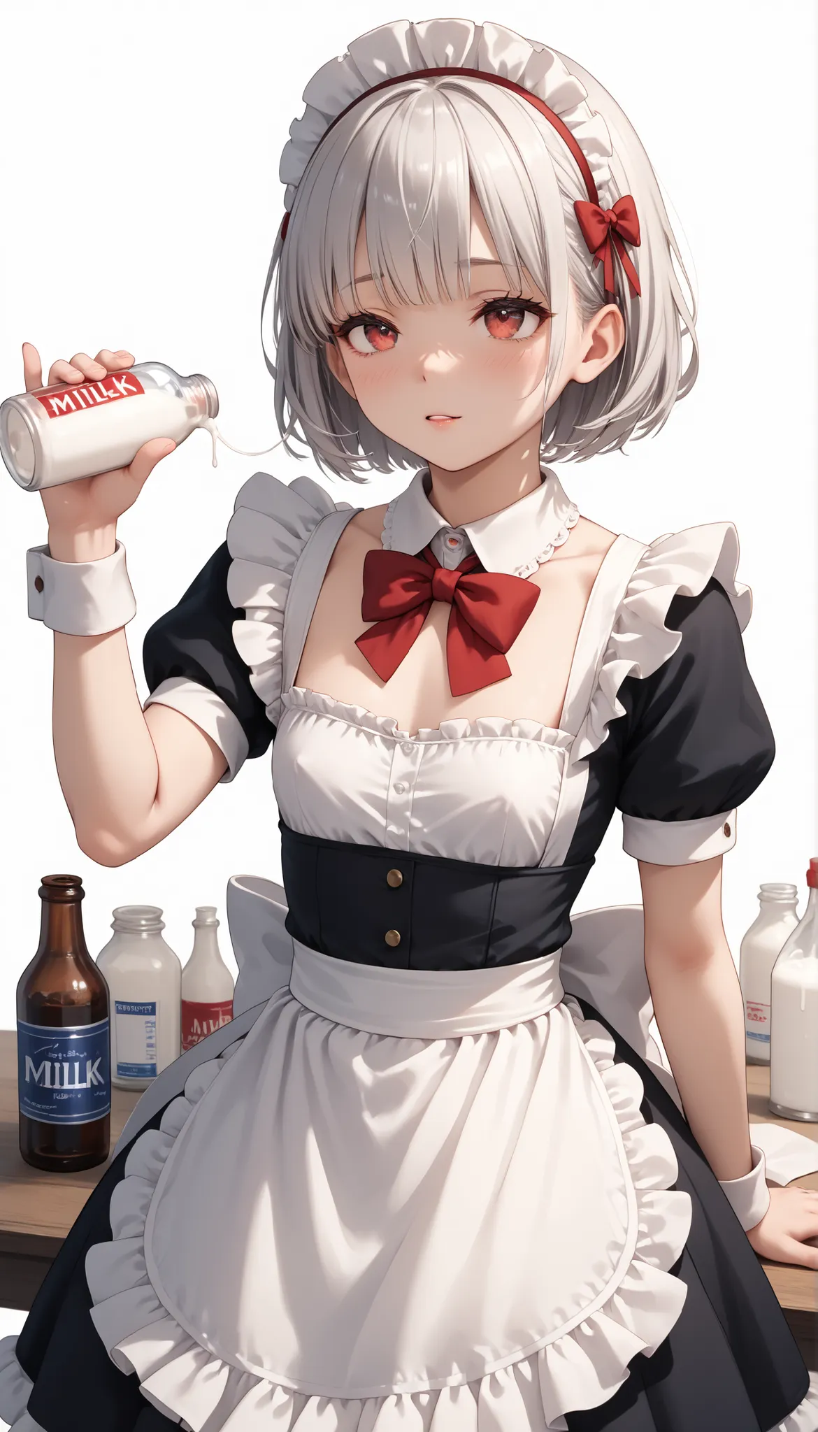 (((White background))) 1 girl, A silver-haired girl (Short hair), rathing_explicit , sexy, ,score_9, score_8_up, score_7_up, (detailed anatomical features, anime style:1.2), (best quality,4k,8k,highres,masterpiece:1.2),ultra-detailed, soft colors, glowing...