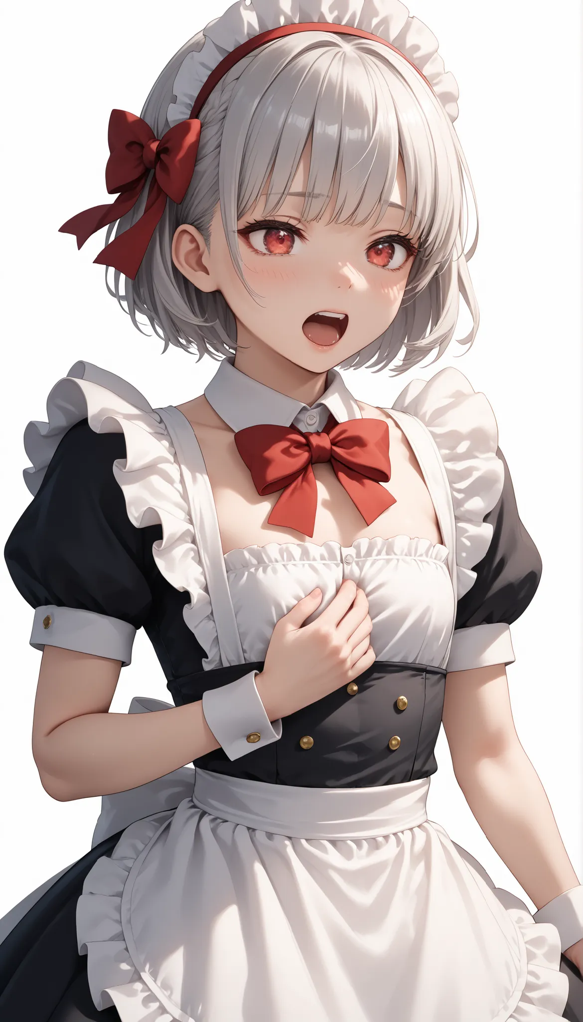 (((White background))) 1 girl, A silver-haired girl (Short hair), rathing_explicit , sexy, ,score_9, score_8_up, score_7_up, (detailed anatomical features, anime style:1.2), (best quality,4k,8k,highres,masterpiece:1.2),ultra-detailed, soft colors, glowing...