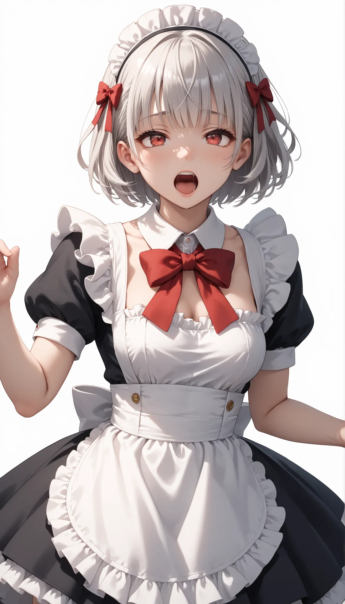 (((White background))) 1 girl, A silver-haired girl (Short hair), rathing_explicit , sexy, ,score_9, score_8_up, score_7_up, (detailed anatomical features, anime style:1.2), (best quality,4k,8k,highres,masterpiece:1.2),ultra-detailed, soft colors, glowing...
