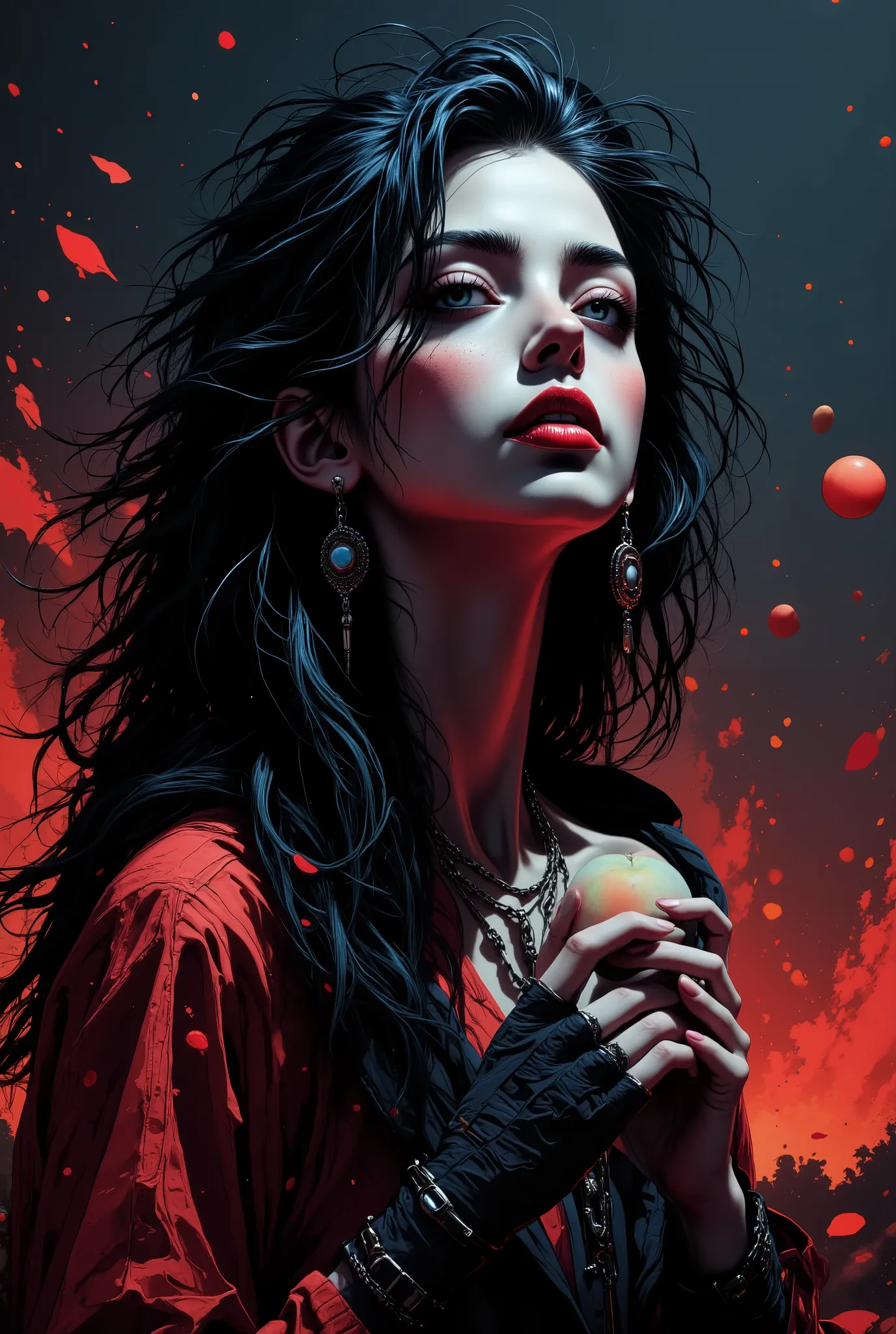 ((RAW Photo), absurd, (absurdresolution)), masterpiece, best quality, (Extremely detailed 8k unity CG wallpaper), (best illustration), (best shadow), Realistic lighting, beautiful detailed glow, ((21 years old)), girl, long black hair, black queen, accesso...