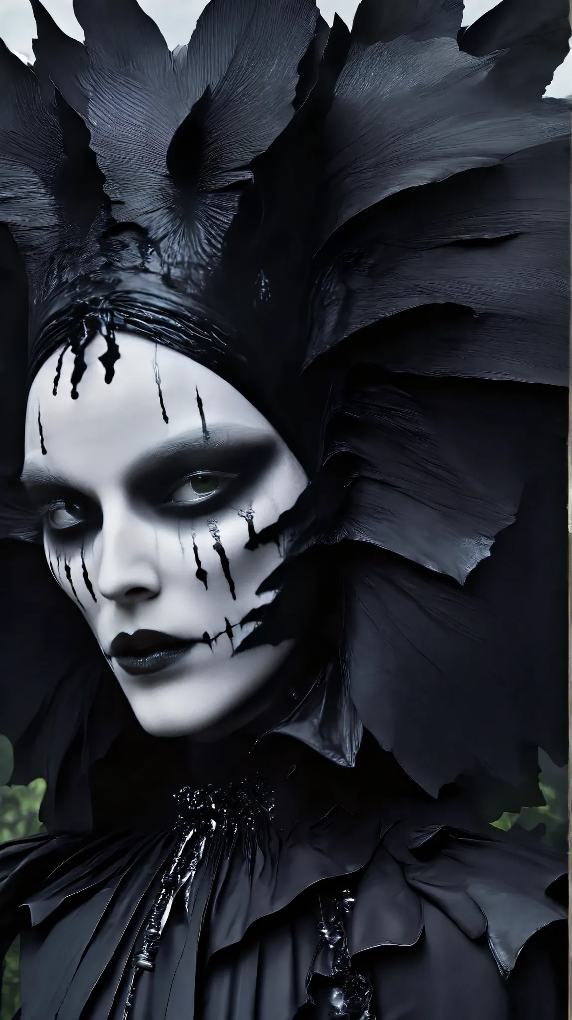 Tim Walker inspired, Fashion photography leather fetish, whimsical settings, surreal elements, creative storytelling, vibrant colors, (detailed face:1.05), hyperrealistic, photorealistic. Gothic