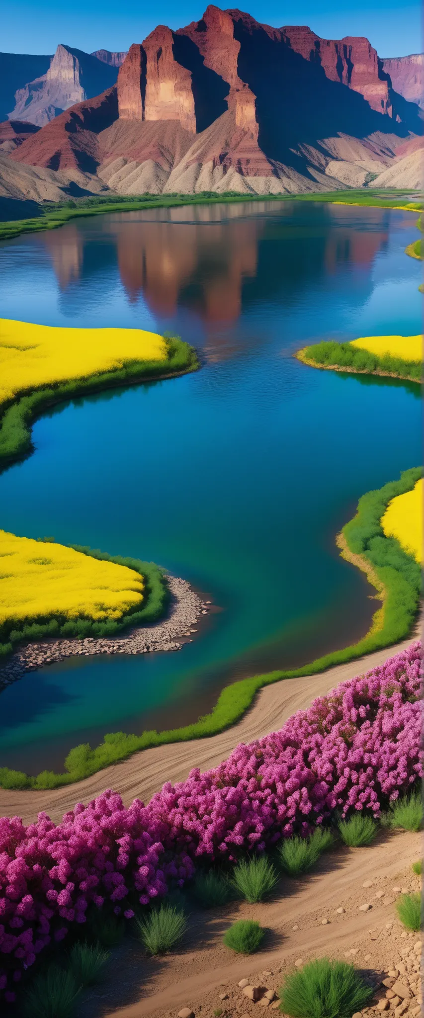 high image quality image では、 high image quality image 、(Extremely Impressive VecG Unity 8k wallpaper)、images of the Colorado river in flower season、Majestic Scenery 、Birds fly、Award Winning Photos、 in different colors、Inclusive 、high image quality、colorfu...