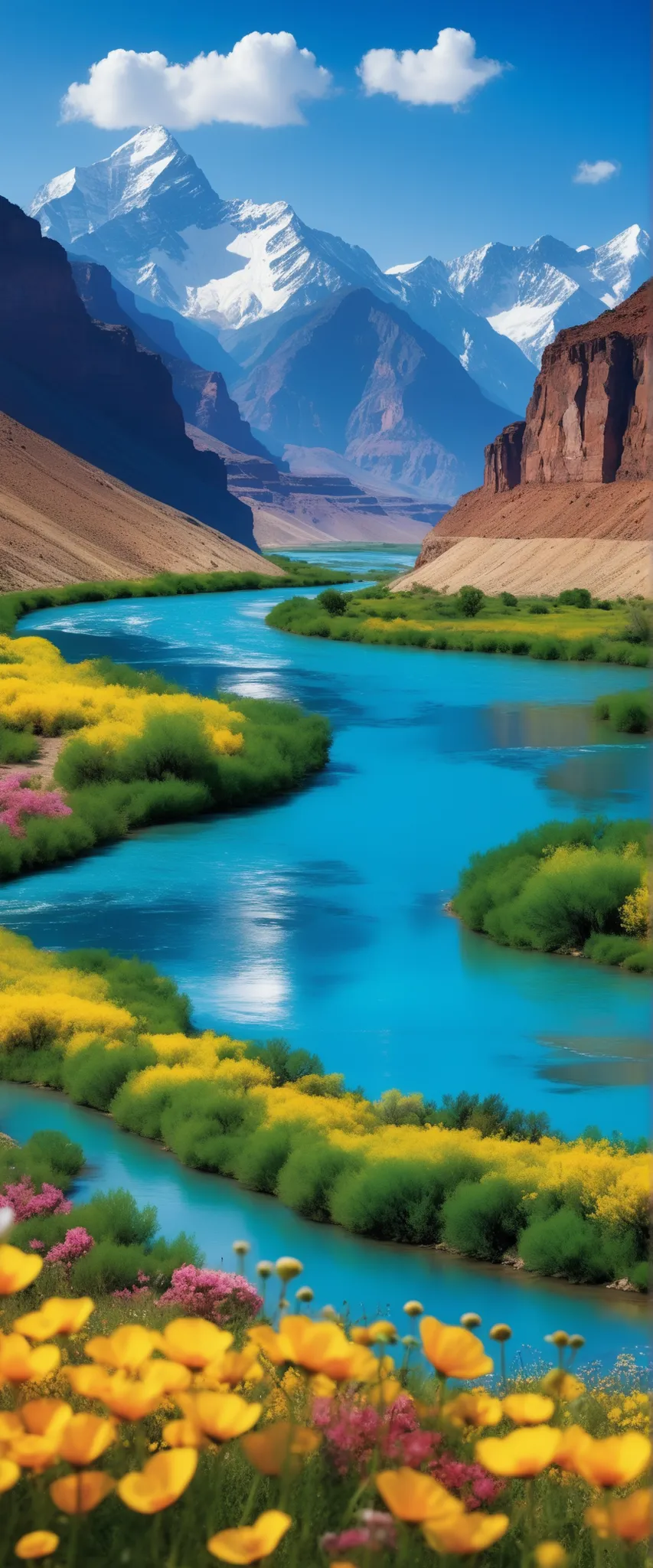high image quality image では、oil painting touch、Summer Colorado、 high image quality image 、(Extremely Impressive VecG Unity 8k wallpaper)、images of the Colorado River in flower season、Majestic Scenery 、Birds fly、Award-Winning Photos、in a variety of colors、Inclusive 、high image quality、with lots of colorful flowers blooming、Fish fly、Precise flower fields、I will post the fascinating and harsh situation that has become a hot topic{x}、 Deep Valley。
