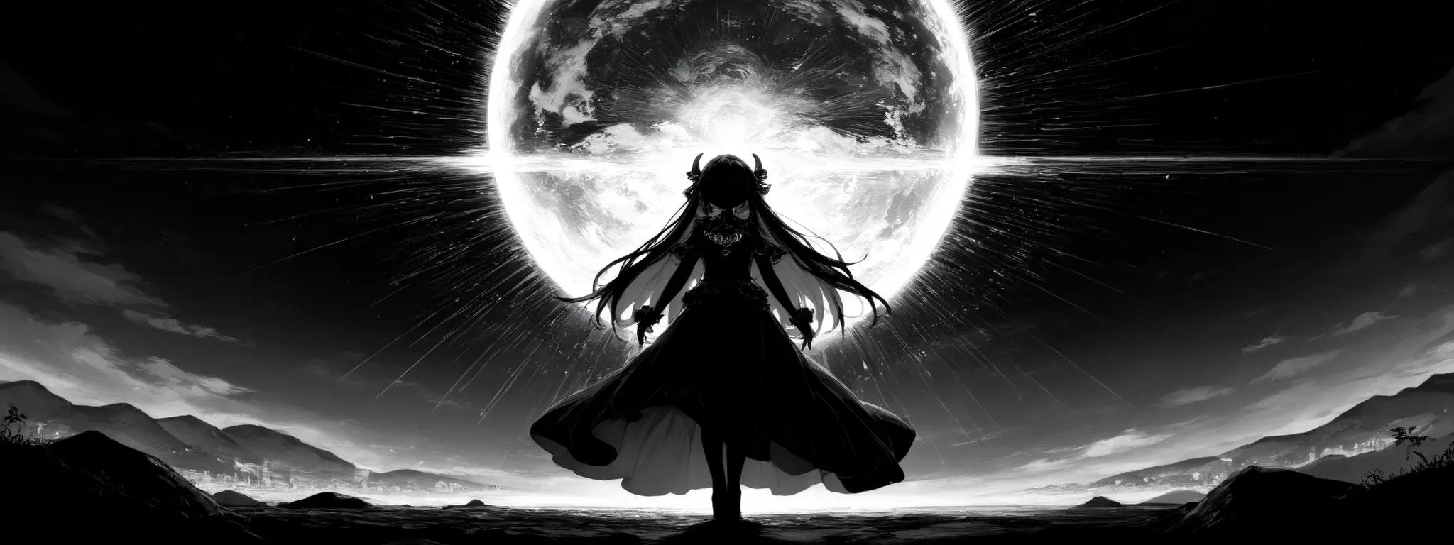 high quality, 8K Ultra HD, A beautiful double exposure that combines an goddess silhouette with sunset coast, sunset coast should serve as the underlying backdrop, with its details incorporated into the goddess , crisp lines, The background is monochrome, ...