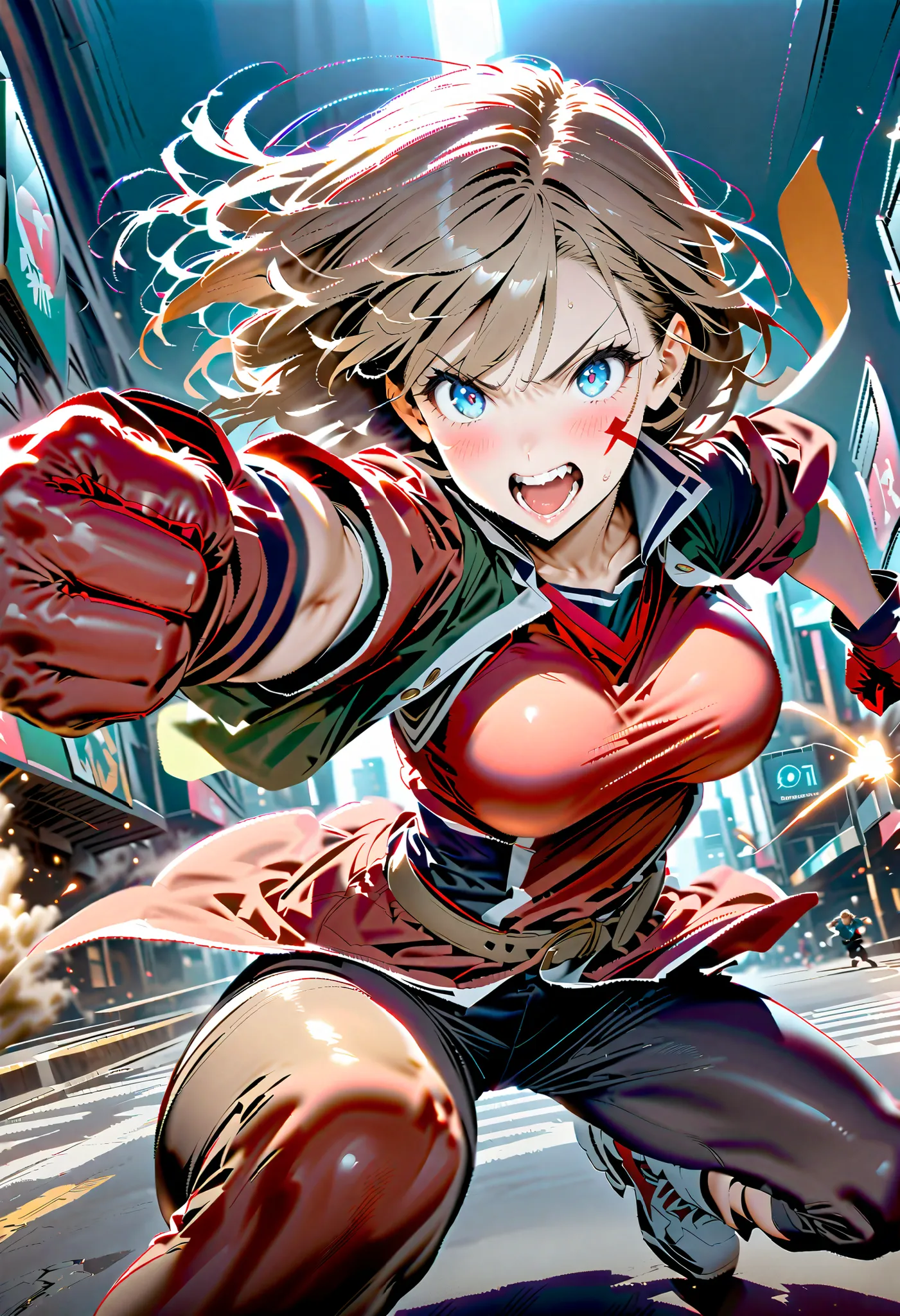 A high school girl、A powerful punch in the old man's face!!Impact on the face!!
