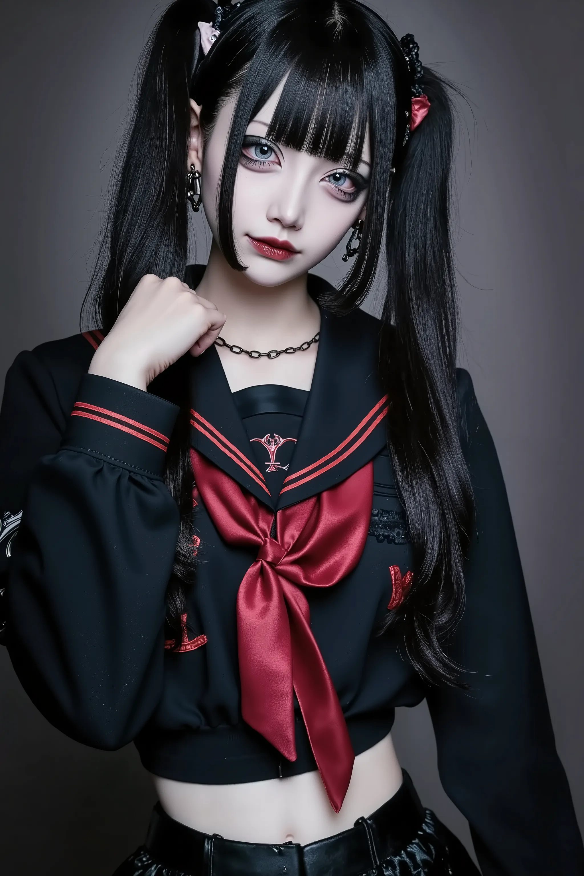 1girl,twintails,school uniform,goth