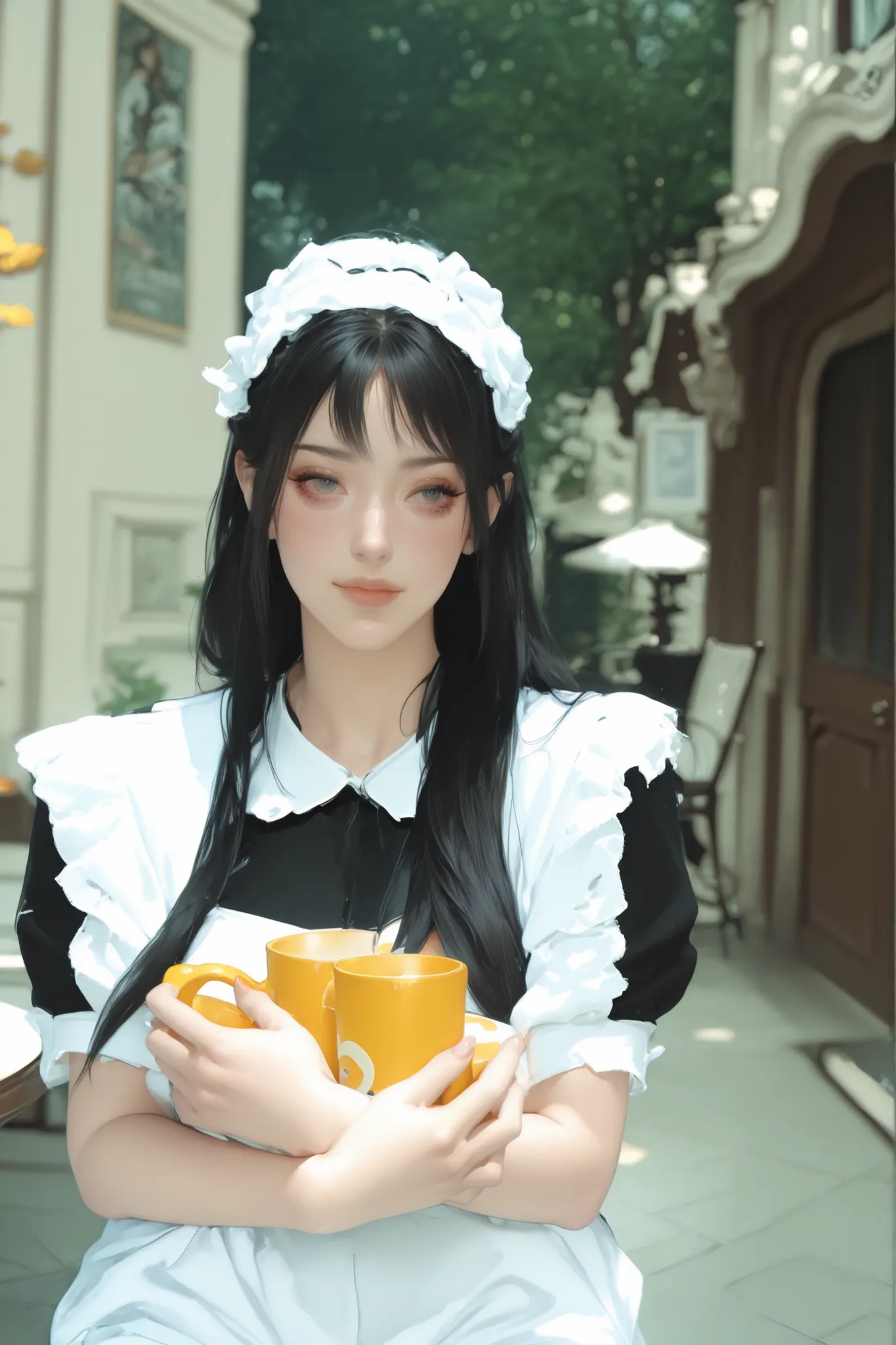Change to a full-body photo of a woman，G cup，Perfect Details，has exquisite facial features， Clothes are exquisite ， Game Character Design ，3D Rendering