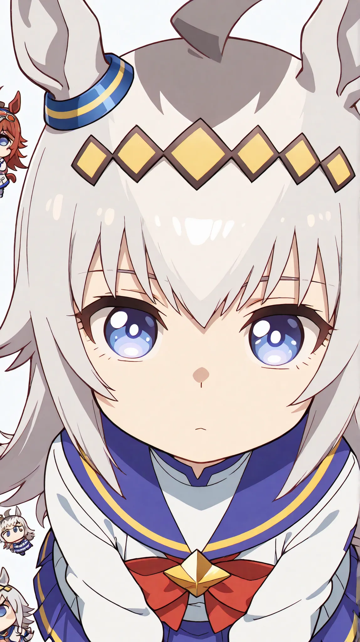 ogli cap,Uma Musume，( chibi:1.4)，
High Quality, 最High Quality, masterpiece, high definition, detailed face(Lola: Oguri), anatomically accurate, detailed hair(Lola: Oguri), detail bang(Lola: Oguri), anime coloring
solo , 1 girl on break day, long hair, hors...