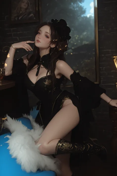 Change to a full-body photo of a woman，G cup，Perfect Details，has exquisite facial features， Clothes are exquisite ， Game Character Design ，3D Rendering