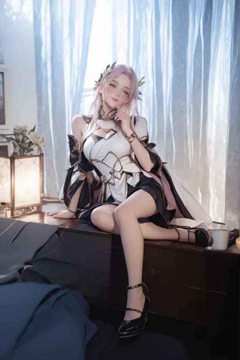 Change to a full-body photo of a woman，G cup，Perfect Details，has exquisite facial features， Clothes are exquisite ， Game Character Design ，3D Rendering