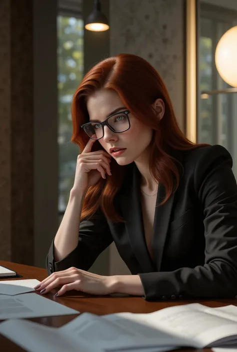 Dt@1lr,p@tt3rns,B@rb@r@,
Raw photo taken by nikon DSLR and LEICA telephoto lens, best quality, highest resolution, detailed and intricate,
Barbara Gordon as lady boss. She is sitting in an office, wearing spectacles. Her desk is huge, she looks angry. She ...