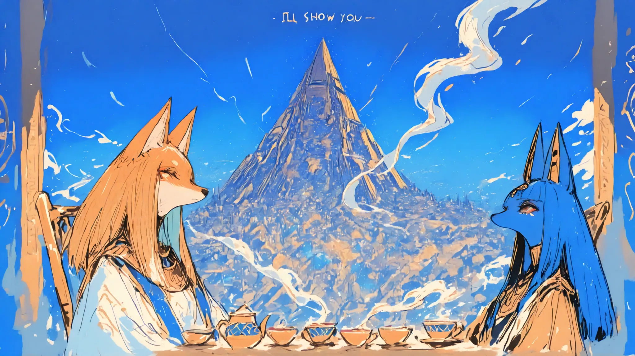 Illustration with Nile Blue as the main color, universe, Mr.々Illustration, cityscape, Have a great holiday, Vanilla scent , nation, I'll show you, Vacation Illustrations , Sky Blue Illustration, Egyptian blue illustration, Lots of herbal , tea, upper body...