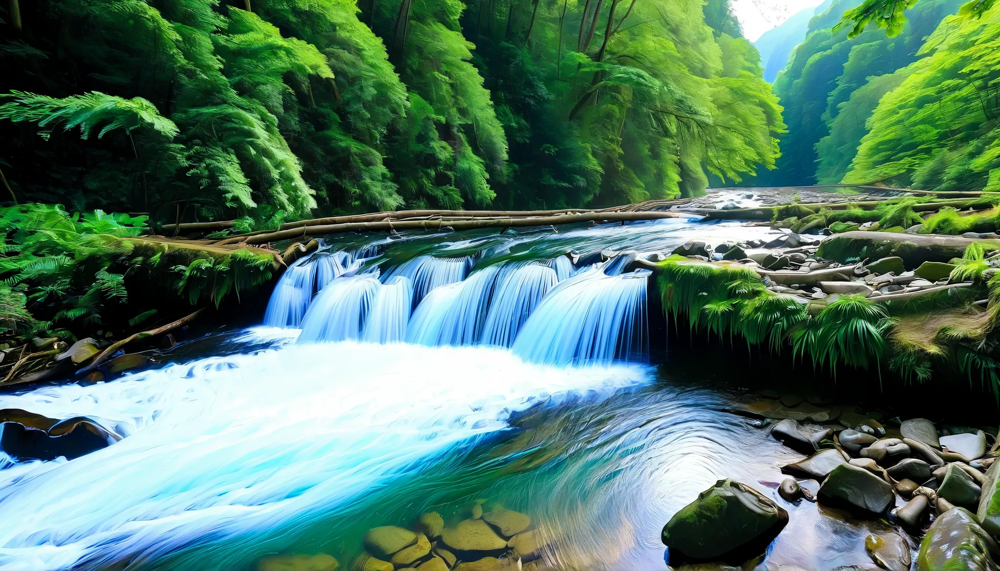 Clear Stream,Big waterfall