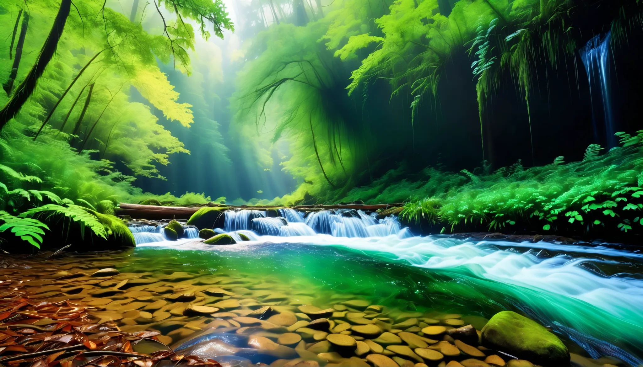 Clear Stream,Big waterfall,Clear Stream,Big waterfall,(Clear Stream in the Forest:1.5),(A stream with a large amount of water flows through the virgin forest where you can see a very large waterfall:1.5),(A stream with a lot of water flows through the:1.5)...