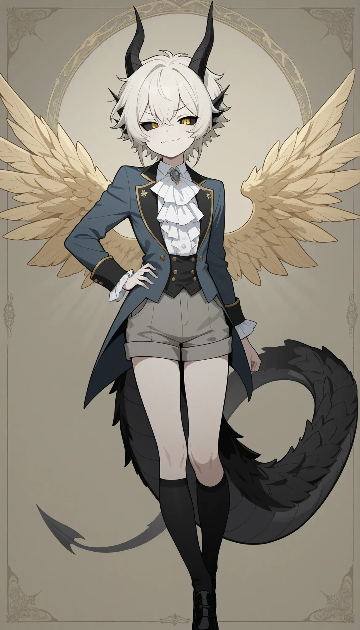 High quality photos , Очень подробная иллюстрация High quality photos ,ultra detailed illustration , ( Half Dragon Boy:1,7), big scaly tail, beautiful horns, medium length careless dirty hair, completely black eye sclera, black irises, g...