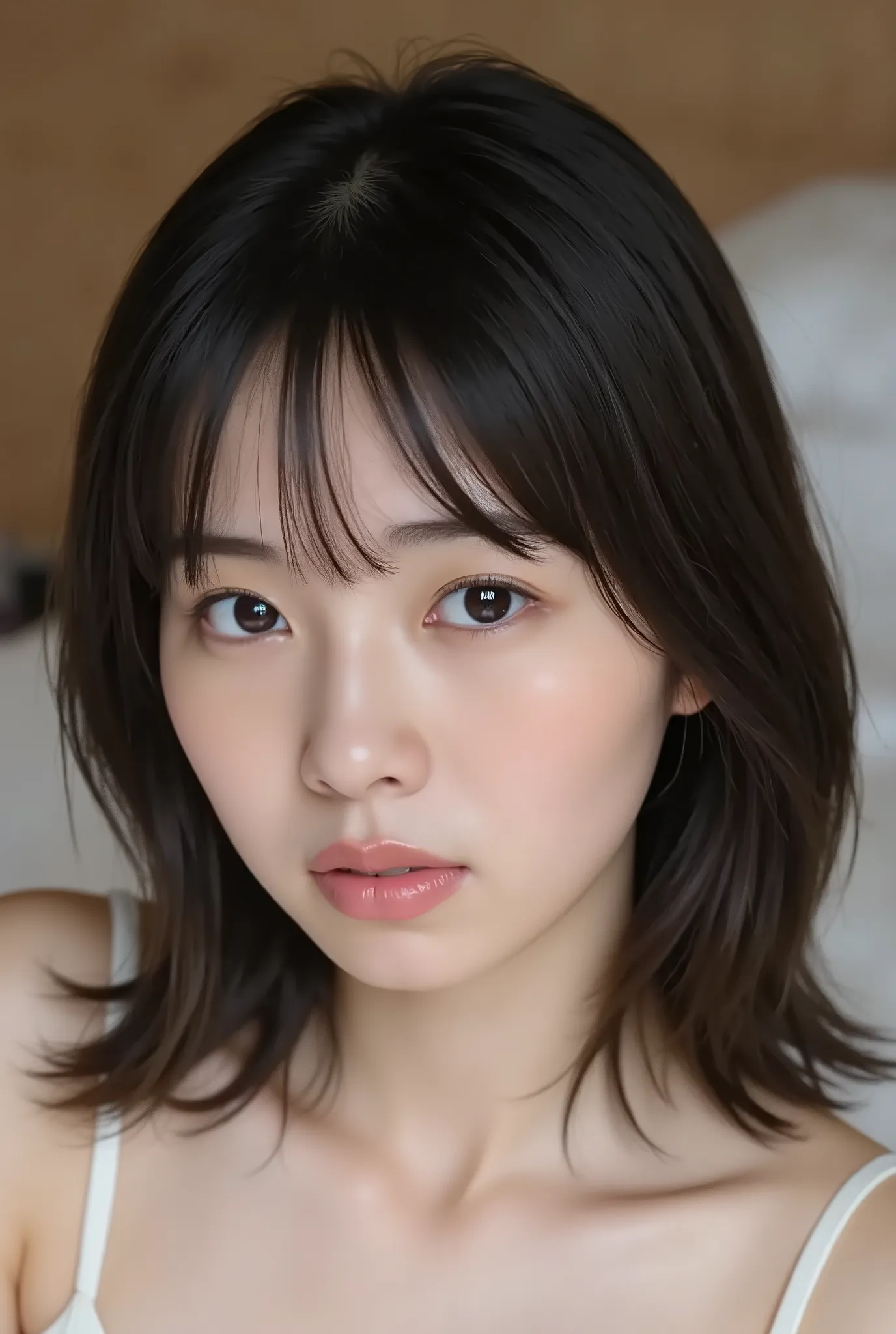 (( Highest Quality, 8K )), ((masterpiece)), ( details), Japanese, two-tone swimsuit ,1 girl on break day, Voluptuous women , sexy,( in the bedroom),((( abnormally large breasts , completely naked, beautiful breasts, short bob hair))), ...