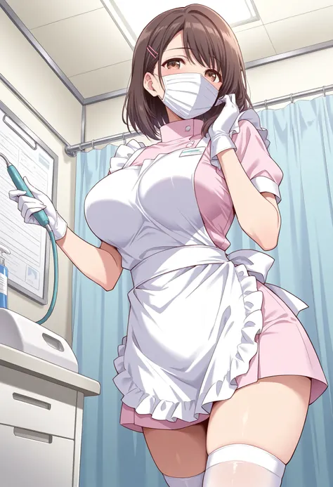 Score_9, score_8_up, score_7_up, source_anime, Asagiri Kotoko, solo, large breasts, brown hair, hair ornament, brown eyes, hairclip, (best quality), (high quality), {masterpiece}, extremely delicate and beautiful, ultra-detailed, beautiful detailed eyes, d...