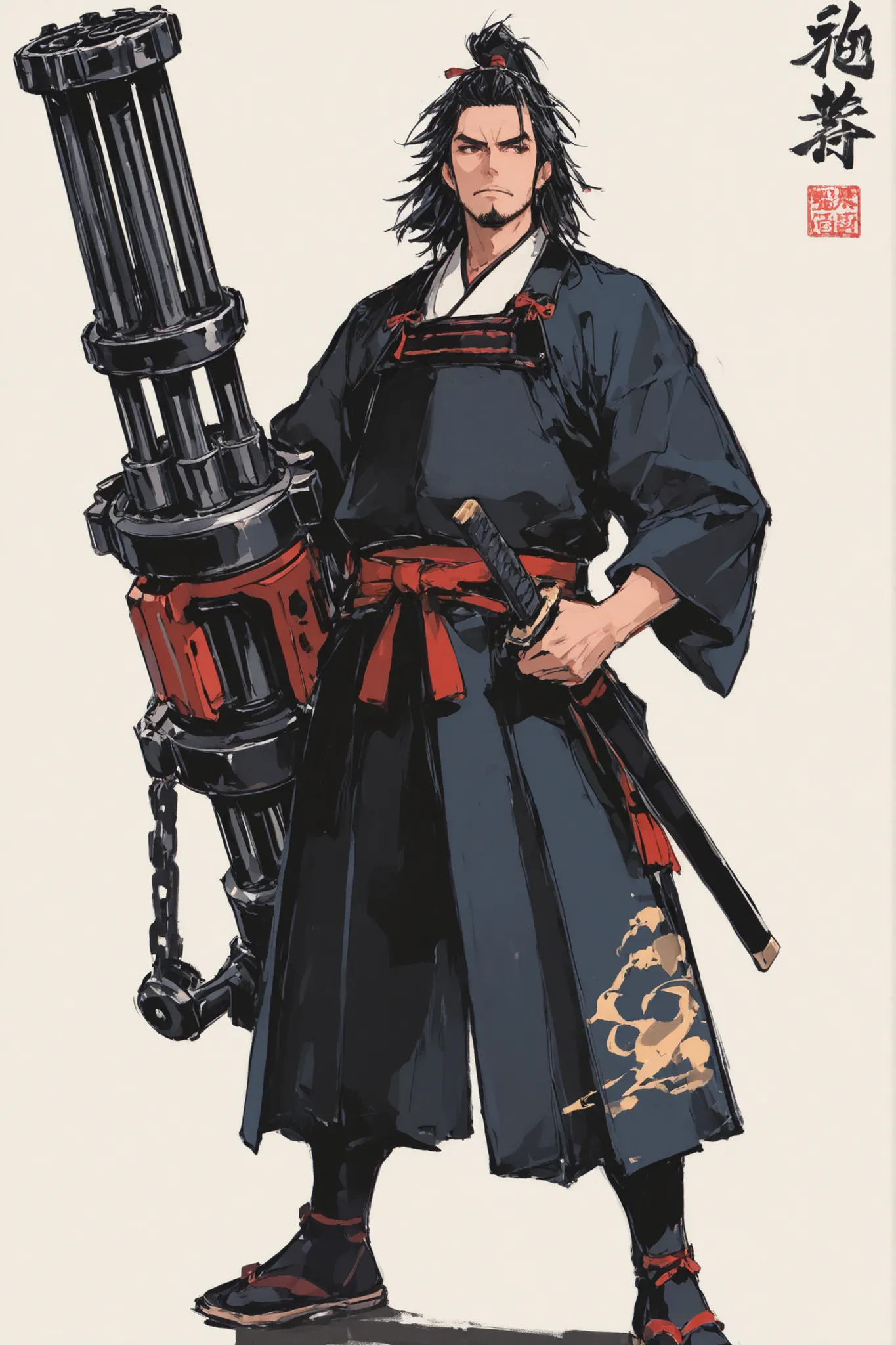 Samurai with a gatling gun