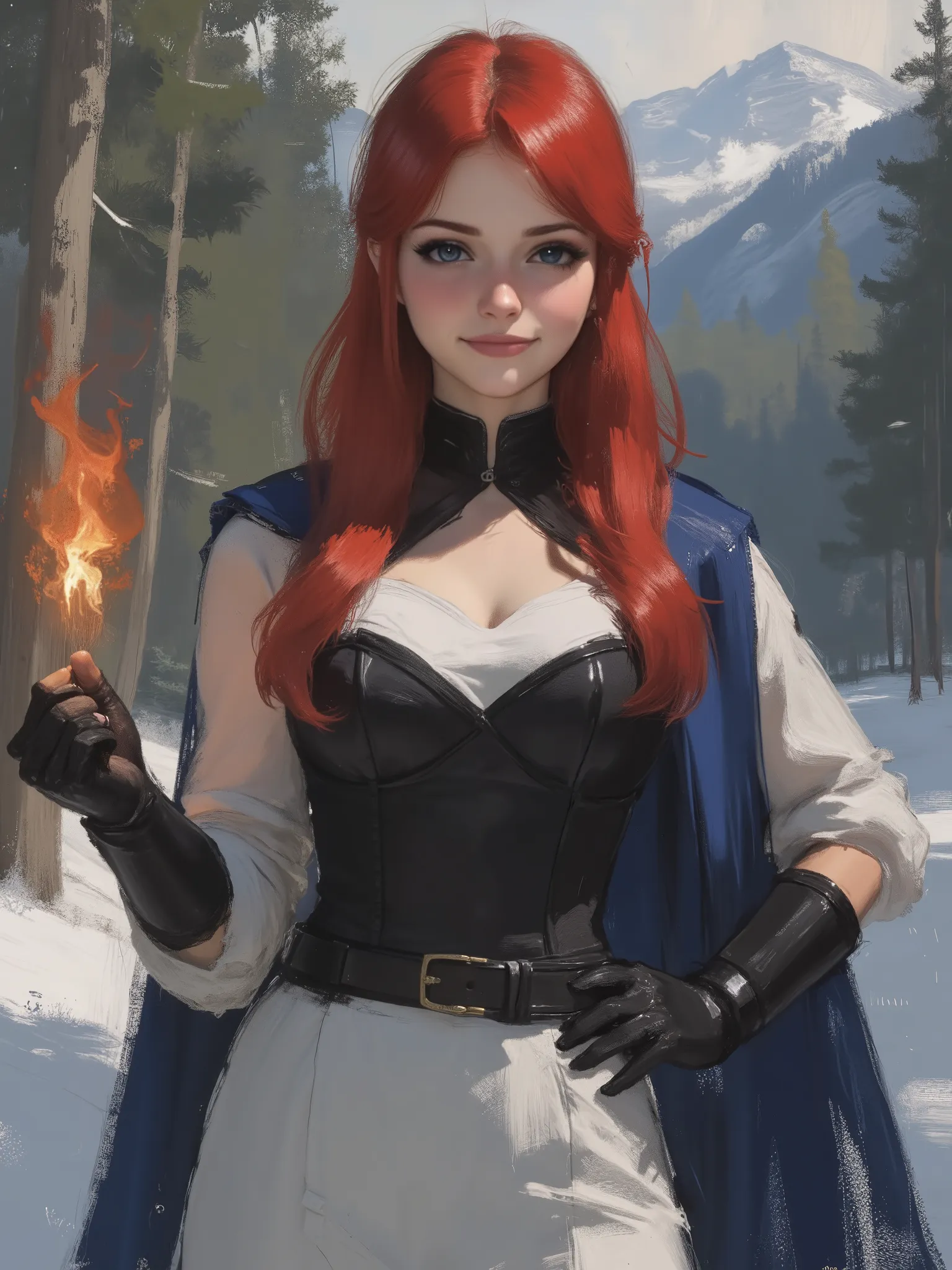 Close-up, a very beautiful 22 year old a lady paladin warrior, beautifully detailed eyes, (((DeepSkyBlue eyes: 1.5))), (beautiful and detailed candy pink lips, thin lips, slight shy smile), (((long blood red hair, shiny hair, ))), ((full body view, dynamic...
