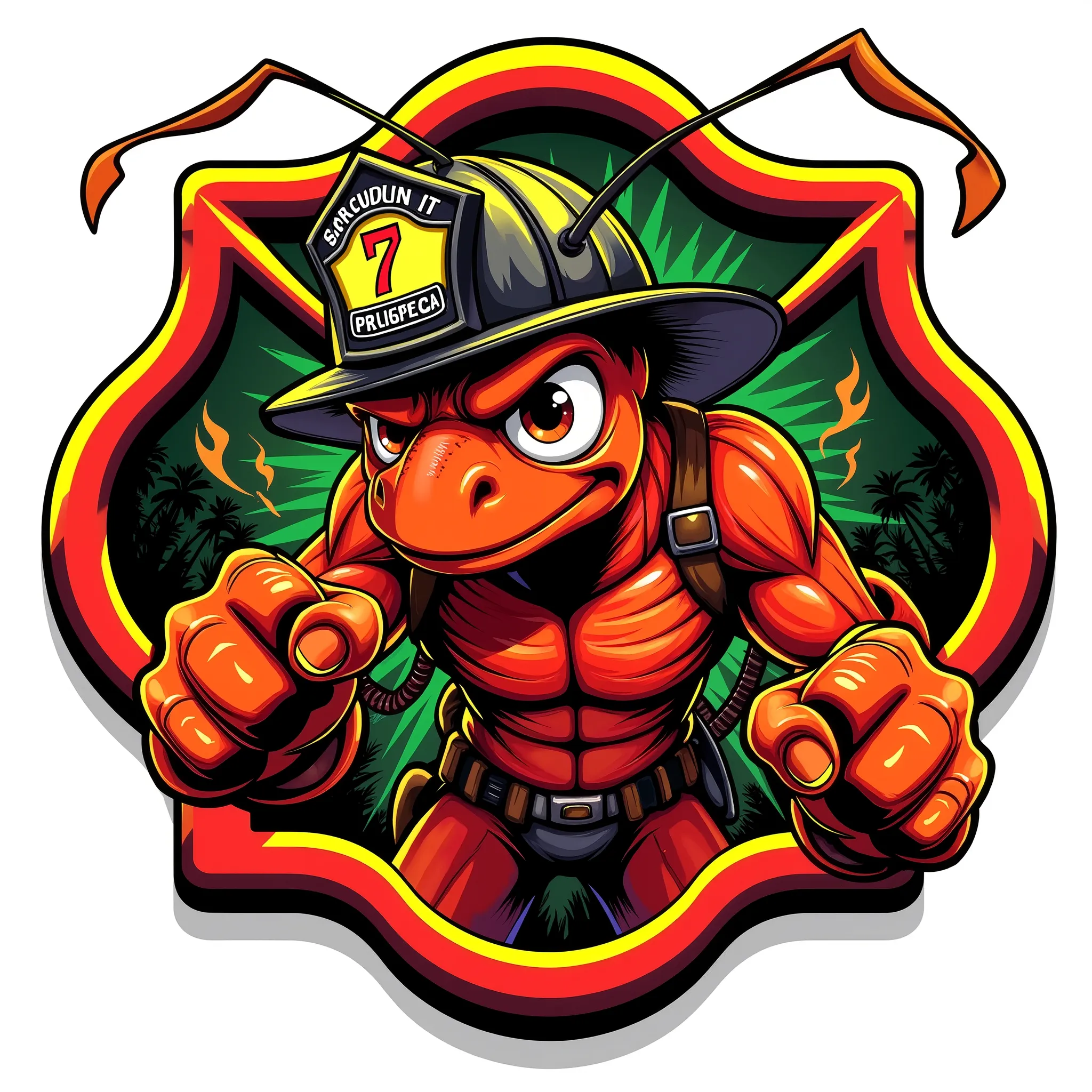 Vector Style , ((comic art)) , (cartoon style) a 5 , Vector-style, "Design a clean, stylized e-gaming logo for a firefighting team featuring a vibrant red fire ant named 'Station 3 : Fire Ants'. The fire ant is colorful — with bright, dynamic hues of red,...