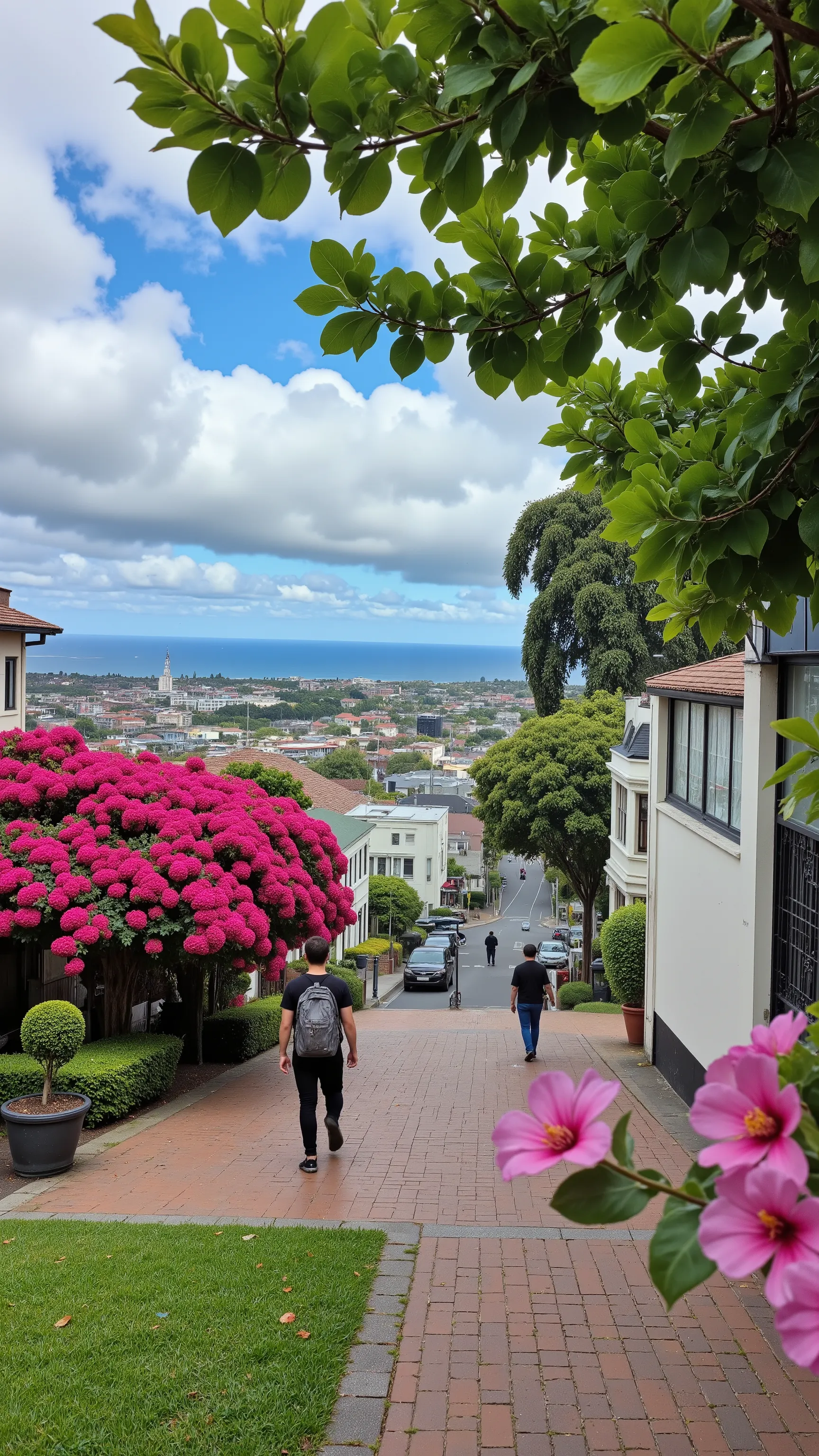 highdefinition images、Walking through the streets of Lahaina、Flowers blooming in full bloom near the coast of Lahaina in Hawaii々as you walk down the road。Stunning views of Lahaina looking at、The calm state of the city before the disaster。